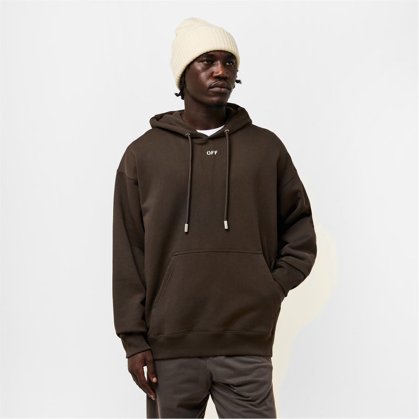 Off-White o1g2r1mq0226 Skate Pull Over Hoodie In Chocolate Brown Size US XS / EU 42 / 0 - 3 Thumbnail