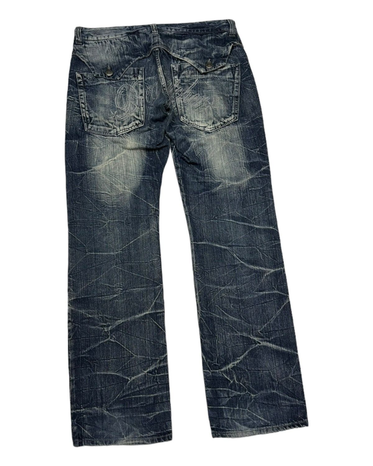 Le Grande Bleu (L.G.B.) 🔥SKULL BONES SPIDERWEB DENIM JEANS DOUBLE FOCUS Size US 35 - 4 Thumbnail