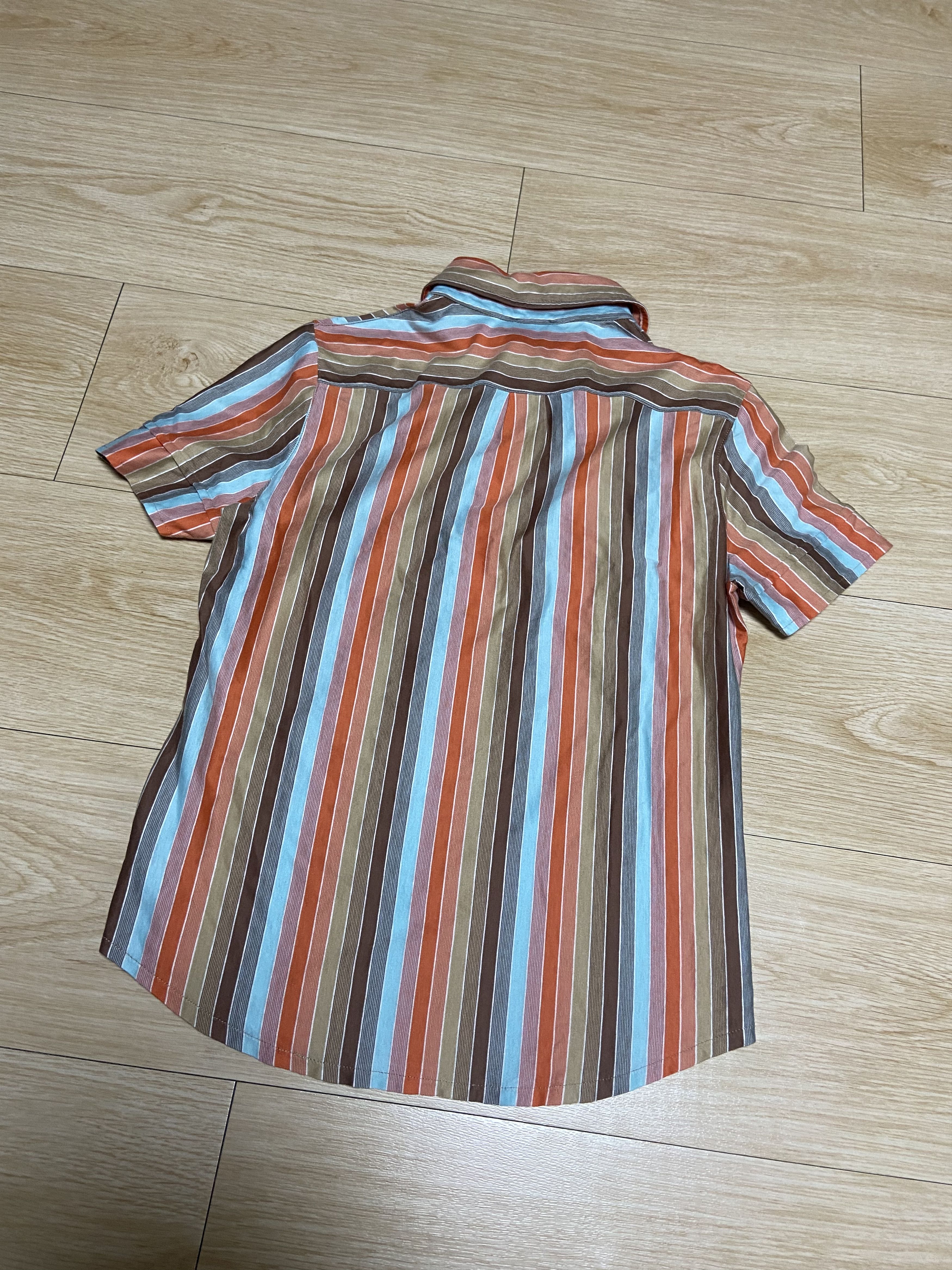 Vintage M armhole dart orange stripe button short sleeve polo shirt Size M / US 6-8 / IT 42-44 - 5 Thumbnail