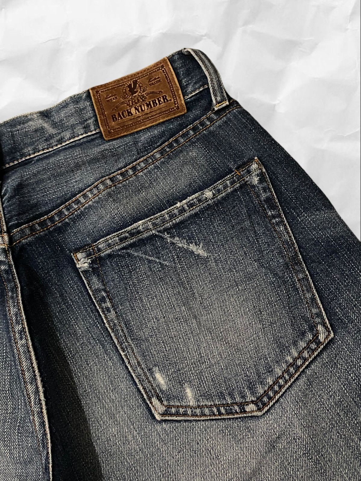 If Six Was Nine × Japanese Brand × Vintage Back Number Japan Distressed Dark Blue Wash Denim Jeans Size US 34 / EU 50 - 13 Thumbnail