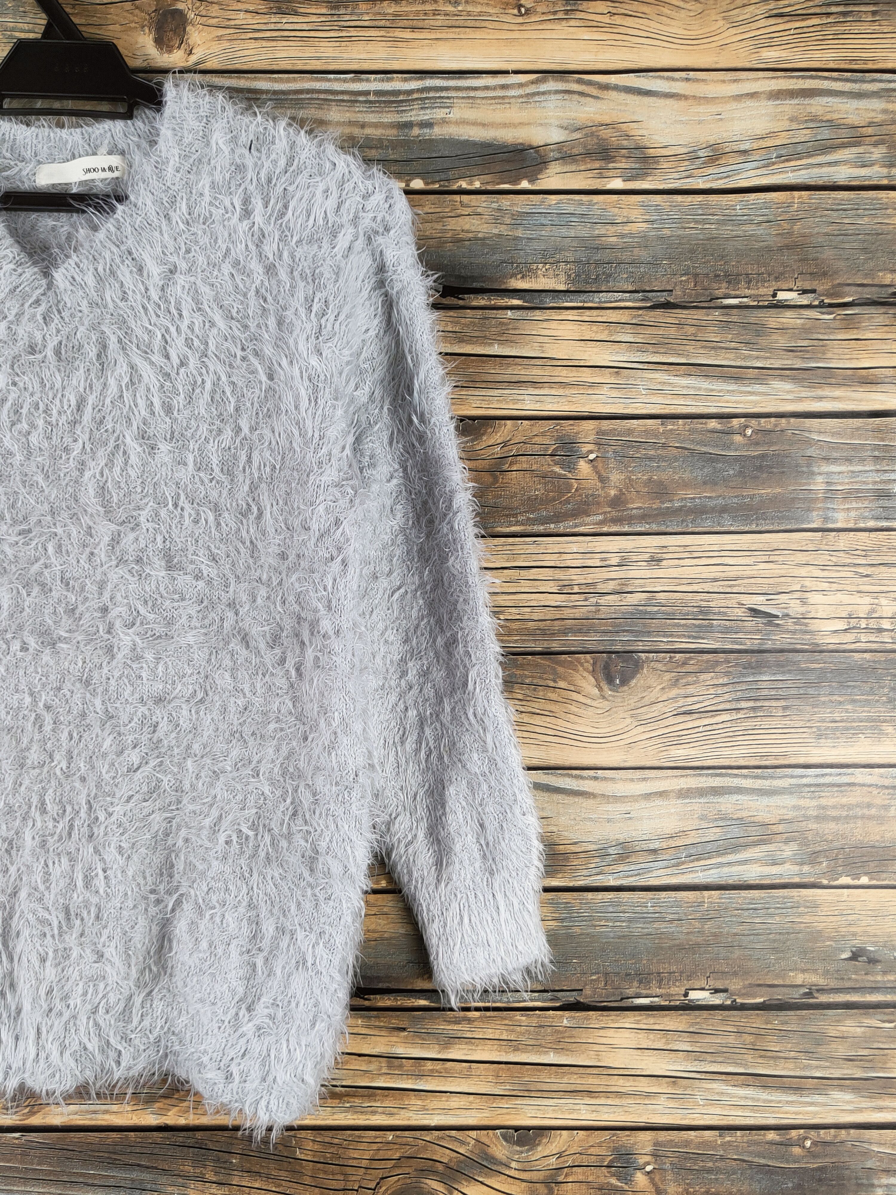 Japanese Brand DL Shoo La Rue Gray Fur Mohair Knitwear #46-521 Size S / US 4 / IT 40 - 5 Thumbnail