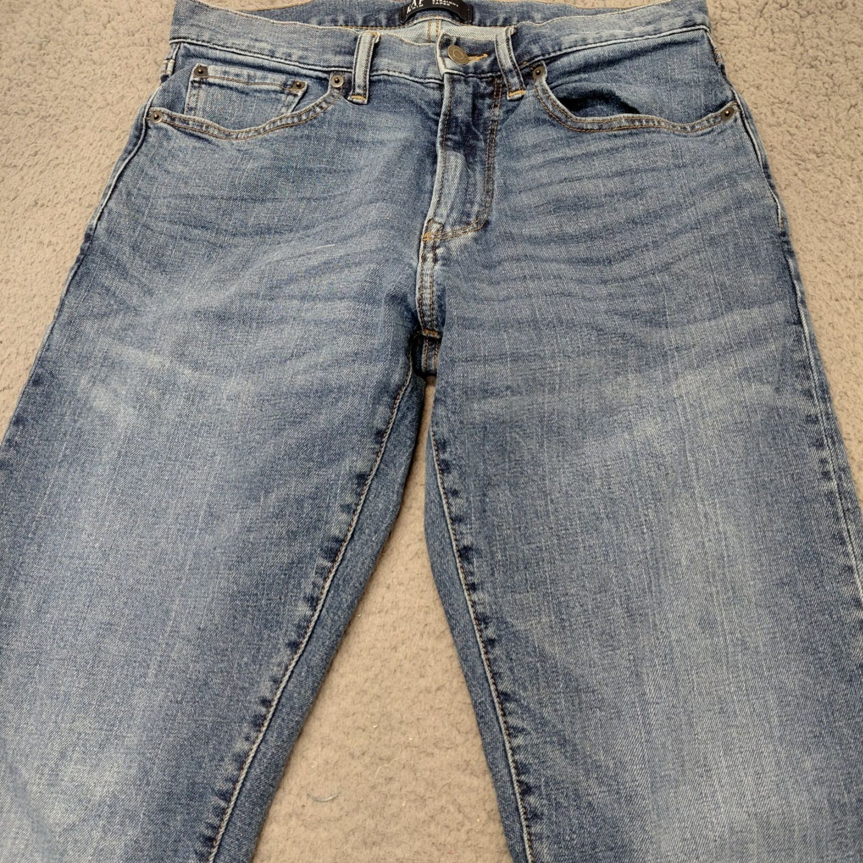 Gap Gap Jeans Men 29x34 Blue Denim Straight Taper Stretch Medium Wash Preppy 5-Pocket Design Regular Fit Jeans Mens Size US 29 - 5 Thumbnail