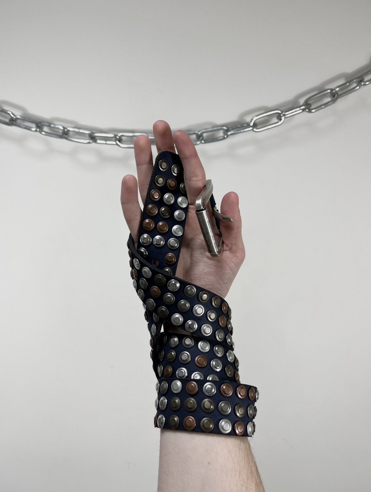 Japanese Brand Vintage B.B. Simon Style Y2K Archival Studded Leather Belt Size ONE SIZE - 1 Thumbnail