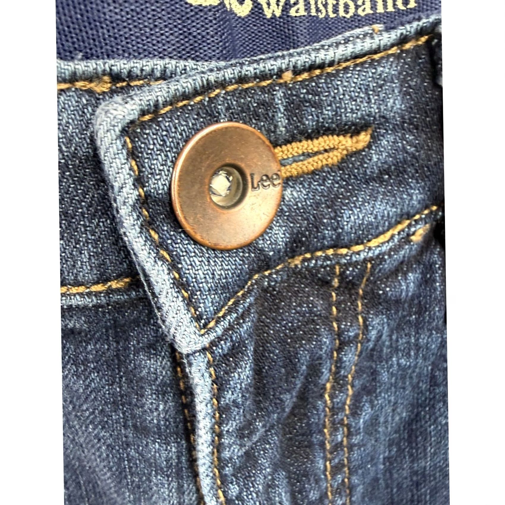 Lee Lee Jeans Women Dark Blue Comfort Waistband Stretch Straight Leg 30x26 Petit Back Pockets Flap Button 5-Pocket Design Vintage No Size 32" / US 10 / IT 46 - 6 Thumbnail