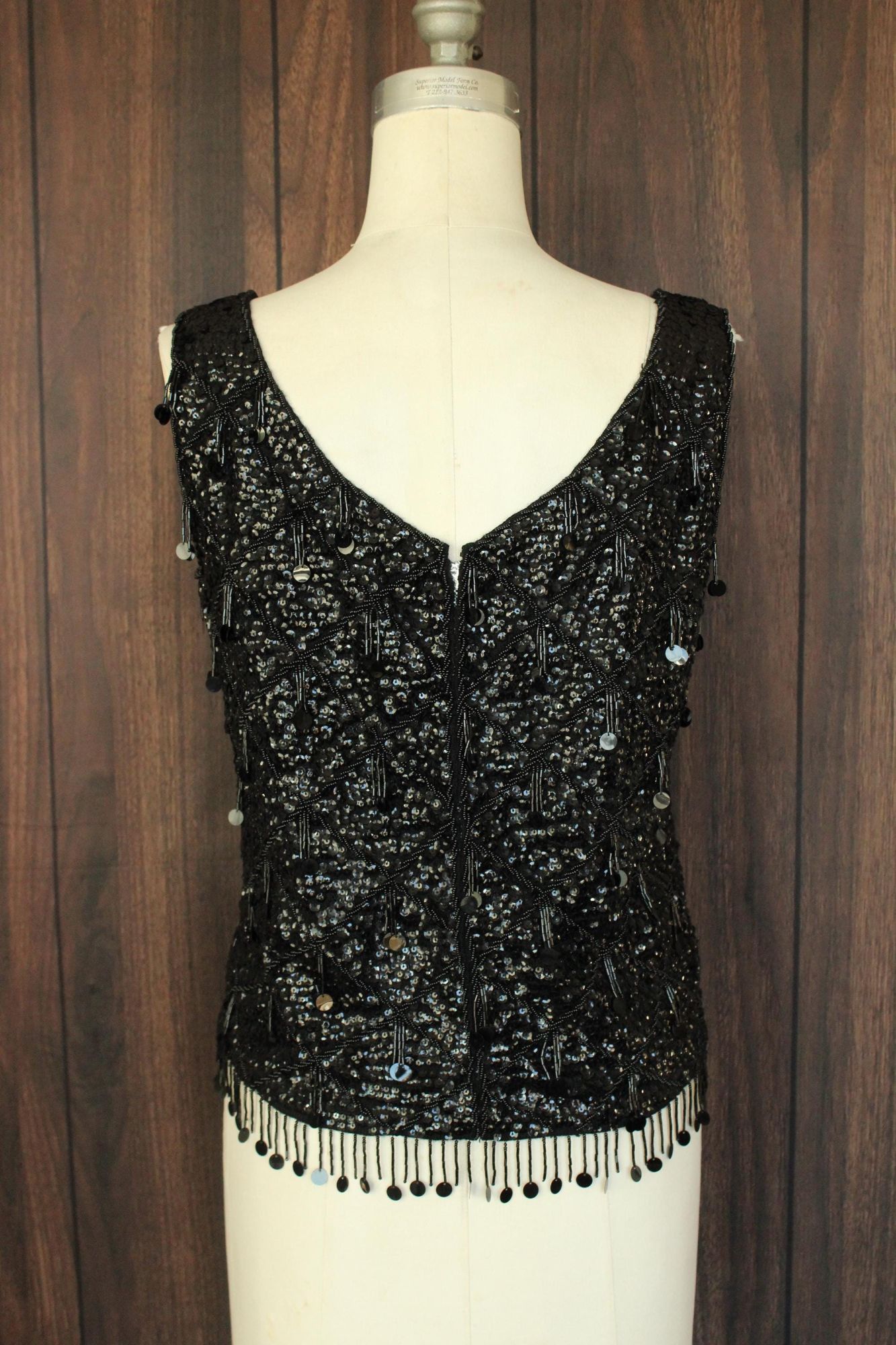 Vintage Vintage 1960s Sweater Top, Volup Orbach's Black Wool Beaded Size XL / US 12-14 / IT 48-50 - 10 Thumbnail