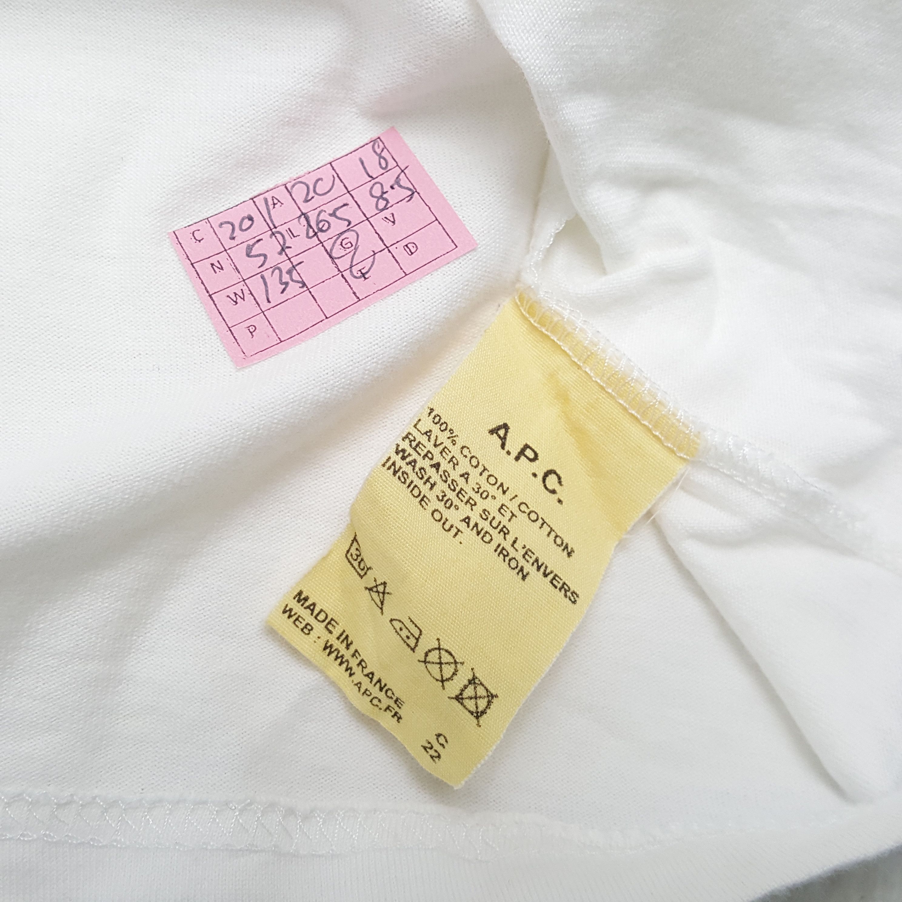 A.P.C. × Vintage A.P.C Tshirt Streetwear Style Whitetees Size US M / EU 48-50 / 2 - 4 Thumbnail