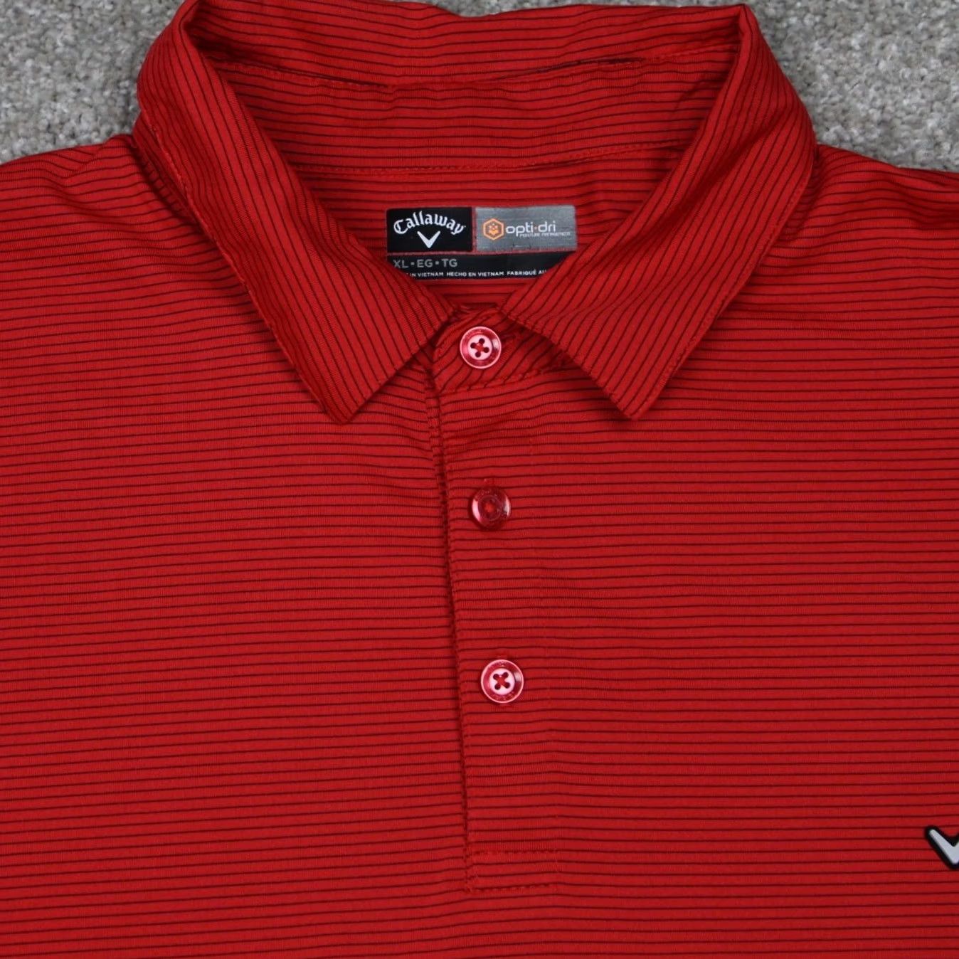 Callaway Callaway Opti-Dry Polo Shirt Mens XL Red w/ Black Stripes Short Sleeve Polo Golf Shirt Size US XL / EU 56 / 4 - 6 Thumbnail