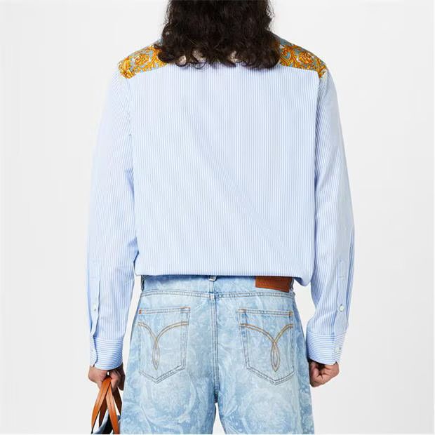 Versace o1g2r1mq0824 Stripe Seashell Baroque Shirts in Light Blue Size US M / EU 48-50 / 2 - 5 Thumbnail