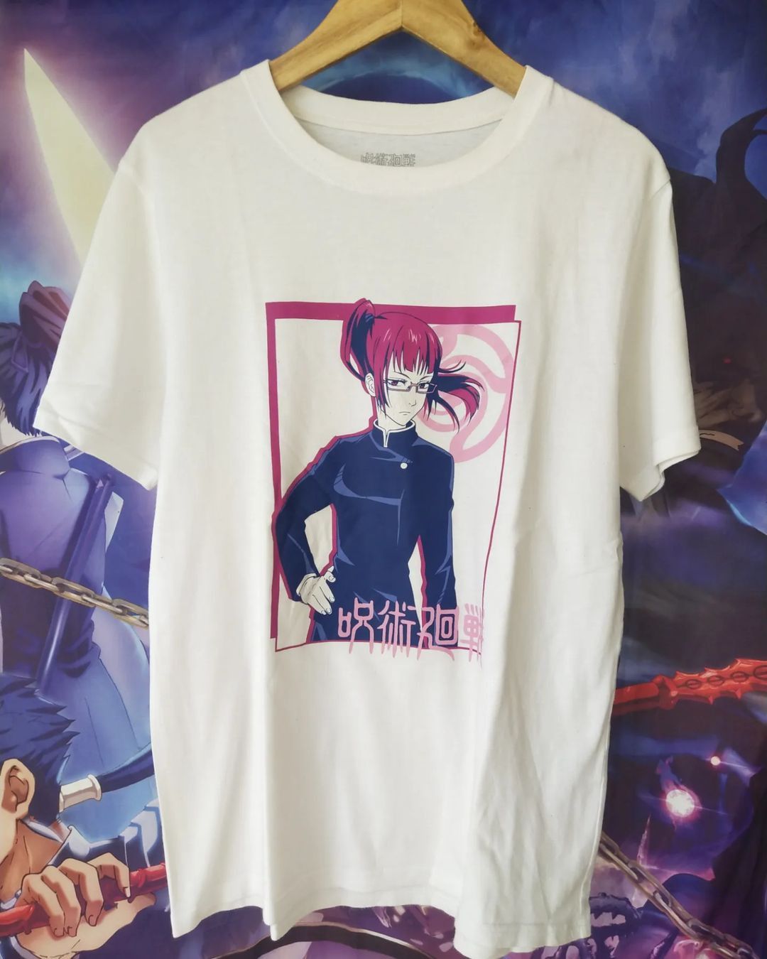 Anime × Japanese Brand Jujutsu Kaisen Maki Big Print White Anime Tees Size US L / EU 52-54 / 3 - 1 Thumbnail