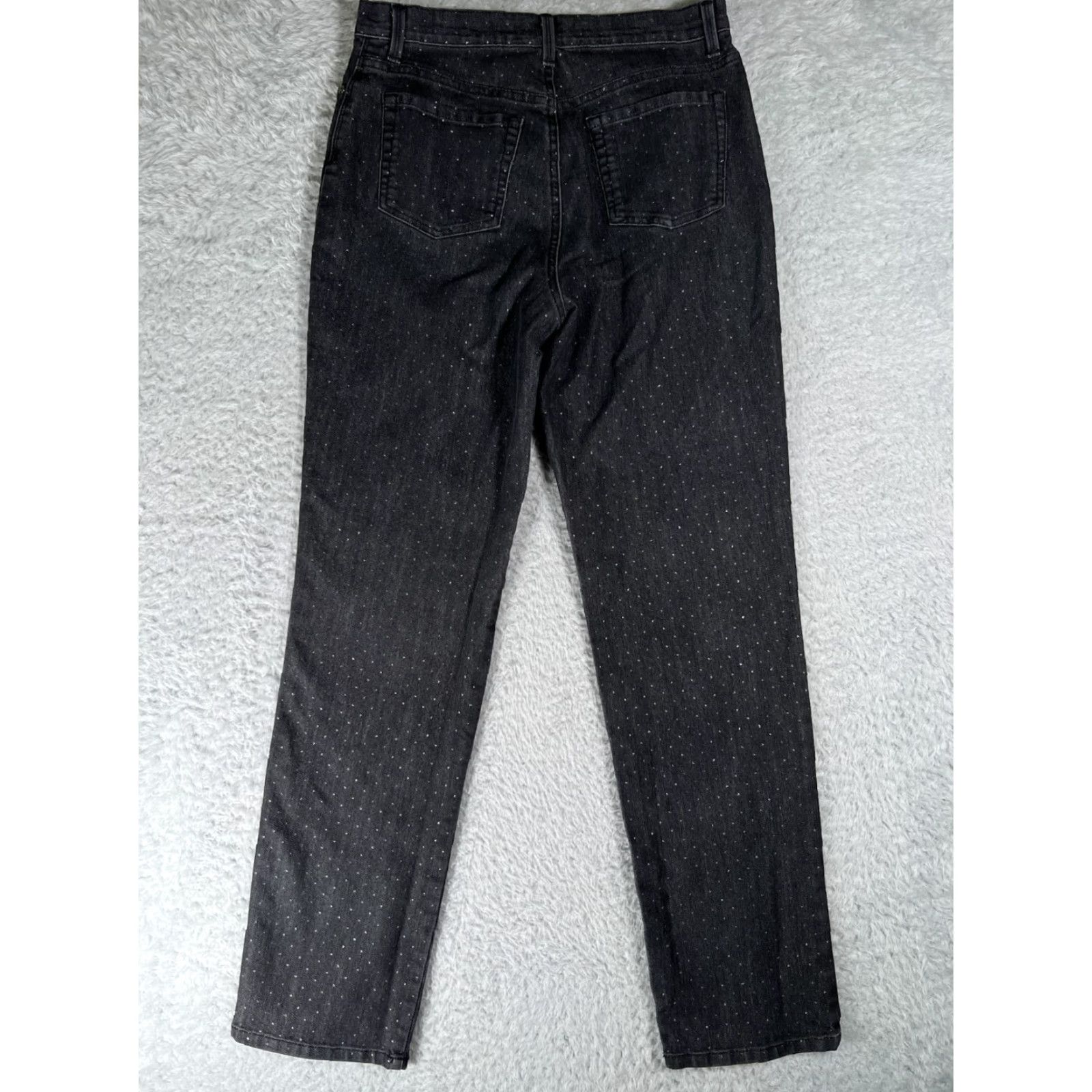 Gloria Vanderbilt Gloria Vanderbilt Amanda Jeans Women 8 Black Polka Dot 5-Pocket High Rise Regular Fit Straight Denim Size 30" / US 8 / IT 44 - 2 Thumbnail