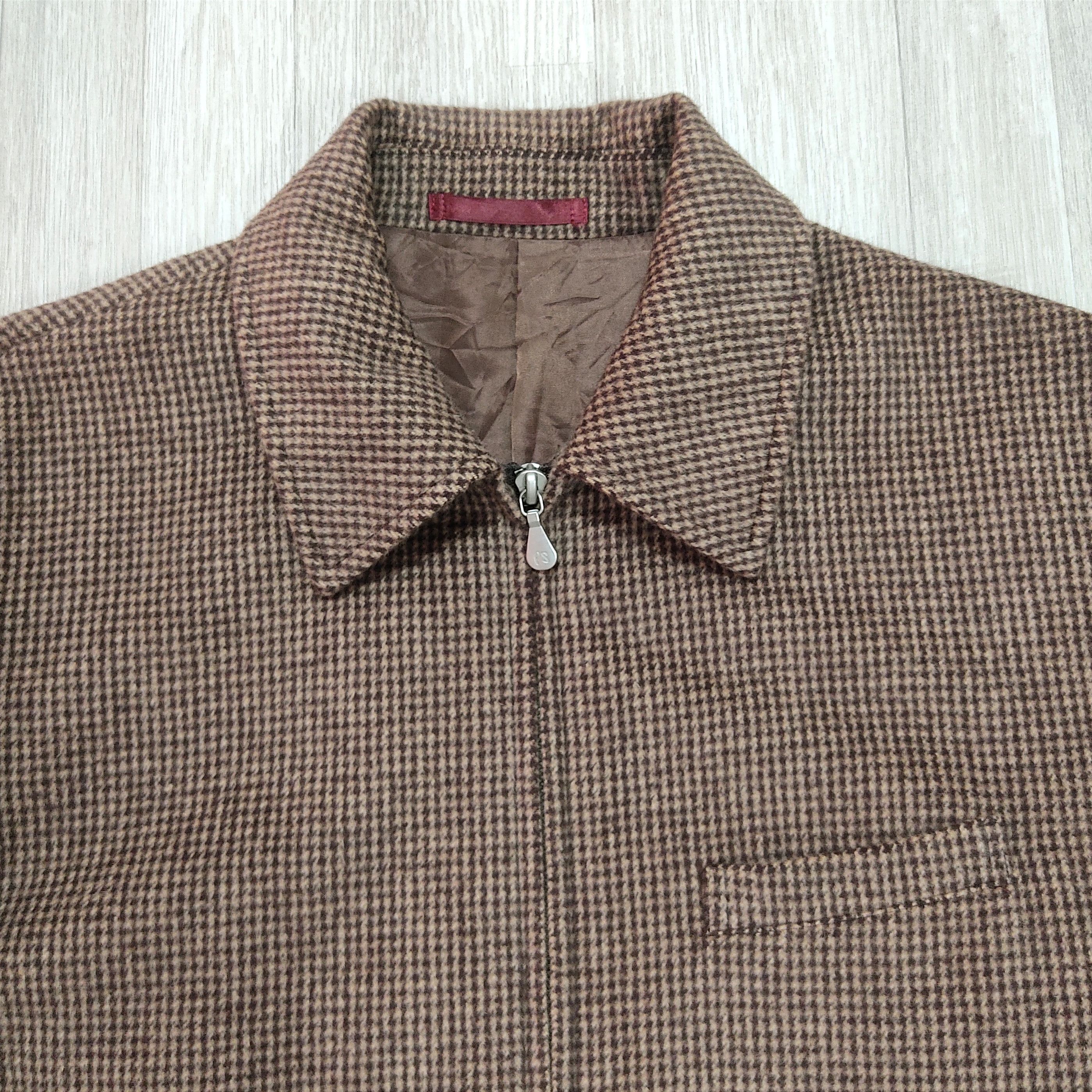 Paul Smith PAUL SMITH Herringbone Plaid Wool Zipper Jacket Size US L / EU 52-54 / 3 - 4 Thumbnail