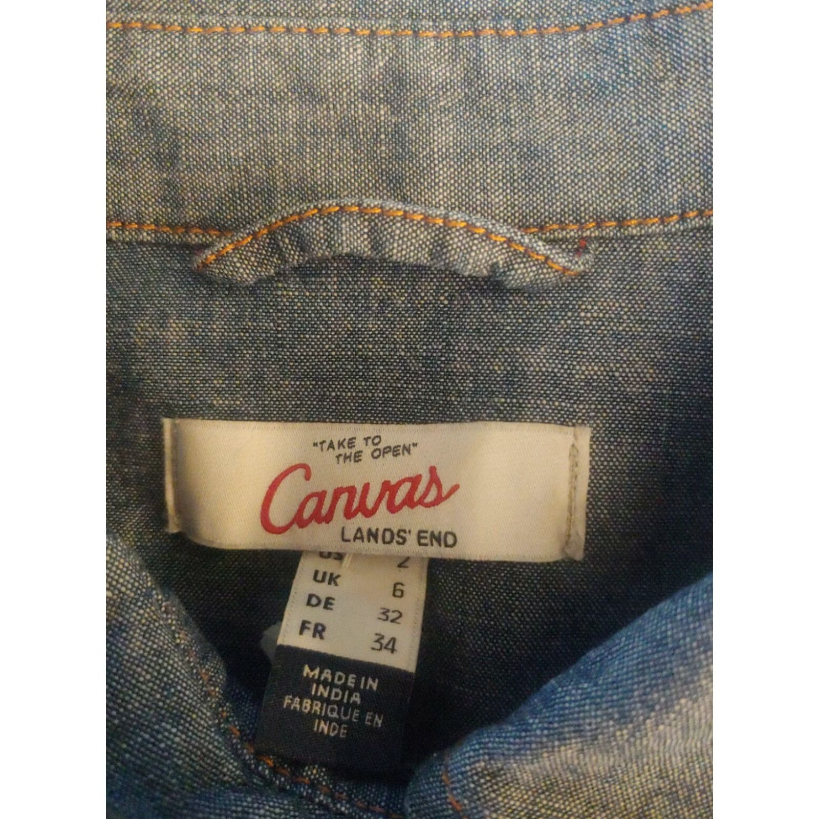 Lands' End Lands' End Shirt Dress Womens 2 Chambray Button Collar Blue Long Sleeve Dress Length Knee Length Casual Business Party/Cocktail Travel Womens Size XS / US 0-2 / IT 36-38 - 5 Thumbnail