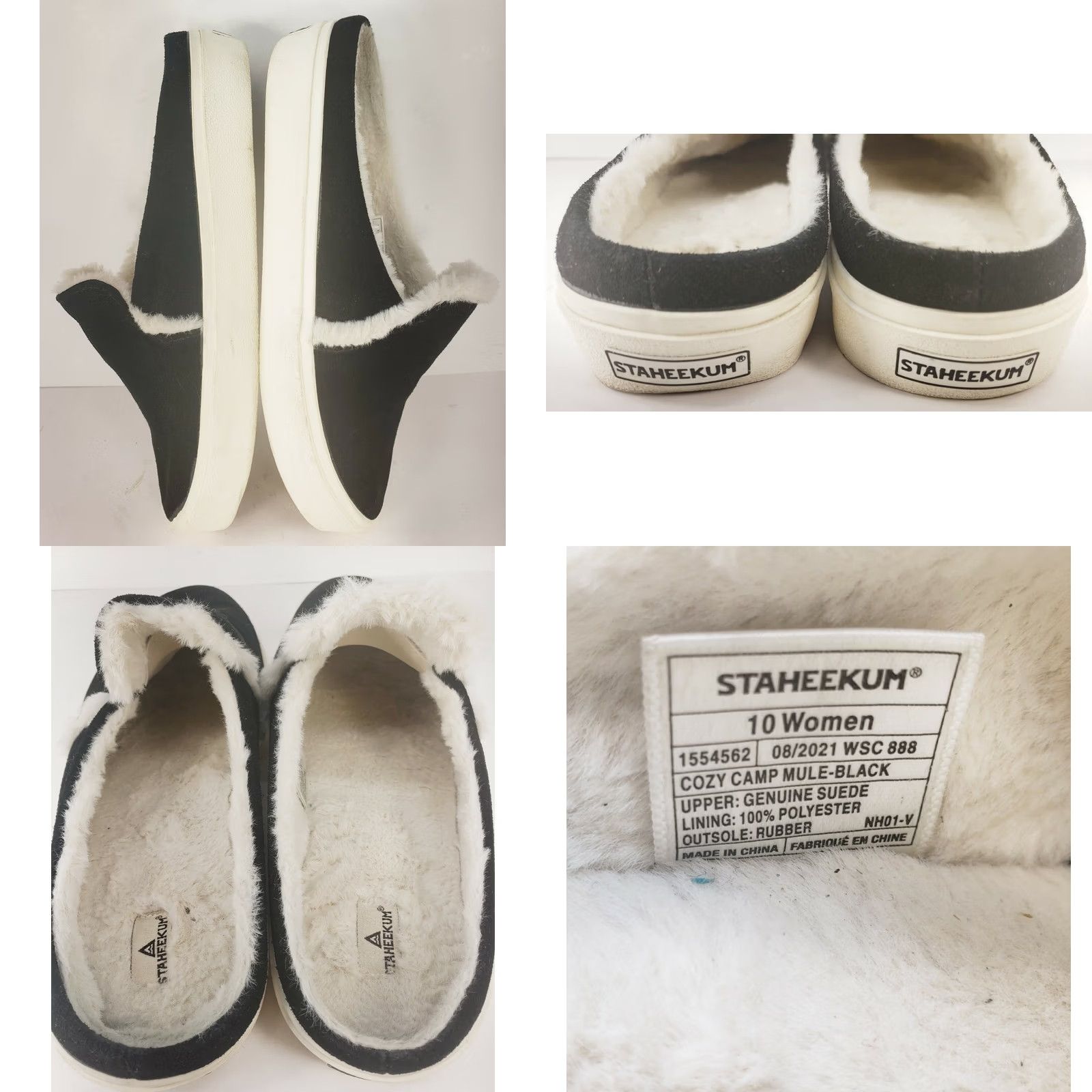 Vintage Staheekum Women’s Genuine Leather Suede Slip On Camp Mule Sneaker Black 10 Shoes Mens No? Size US 10 / IT 40 - 8 Thumbnail