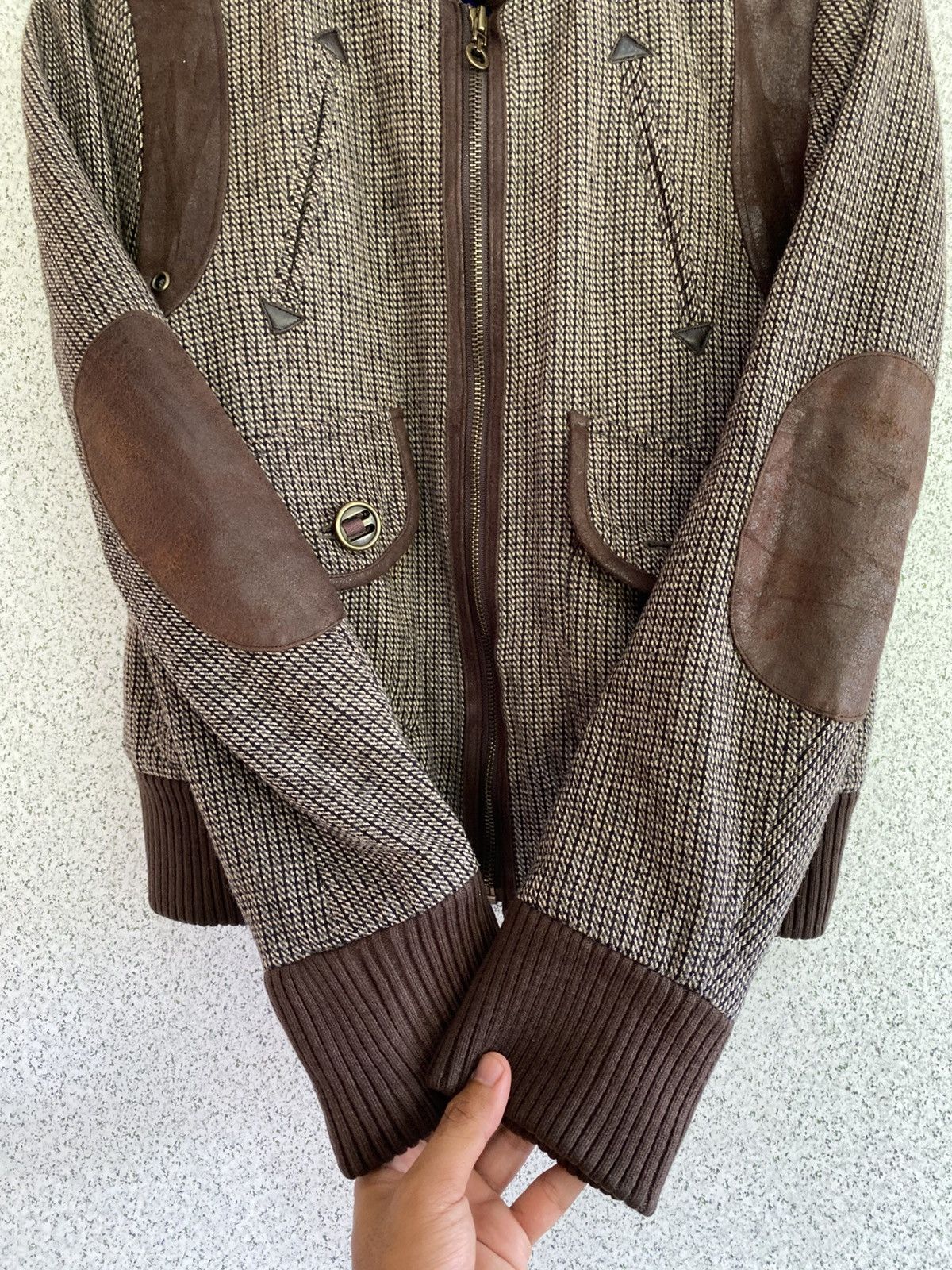 Japanese Brand BNX Brown Tweed Leather Trim Jacket – Gorpcore / VTG 90 Euro Size S / US 4 / IT 40 - 8 Thumbnail
