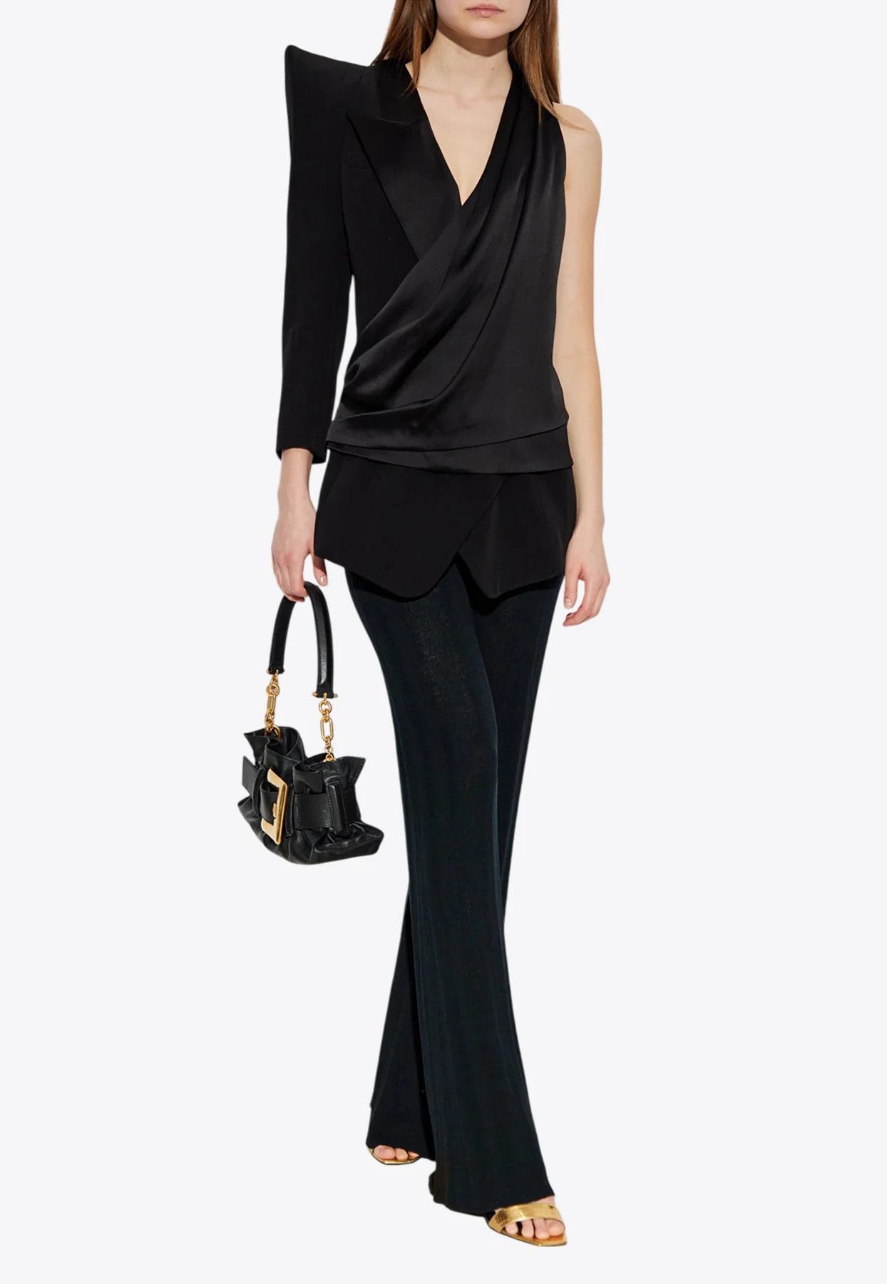 Balmain o1srvl11e1125 Asymmetric Blazer in Black Size M / US 6-8 / IT 42-44 - 2 Thumbnail