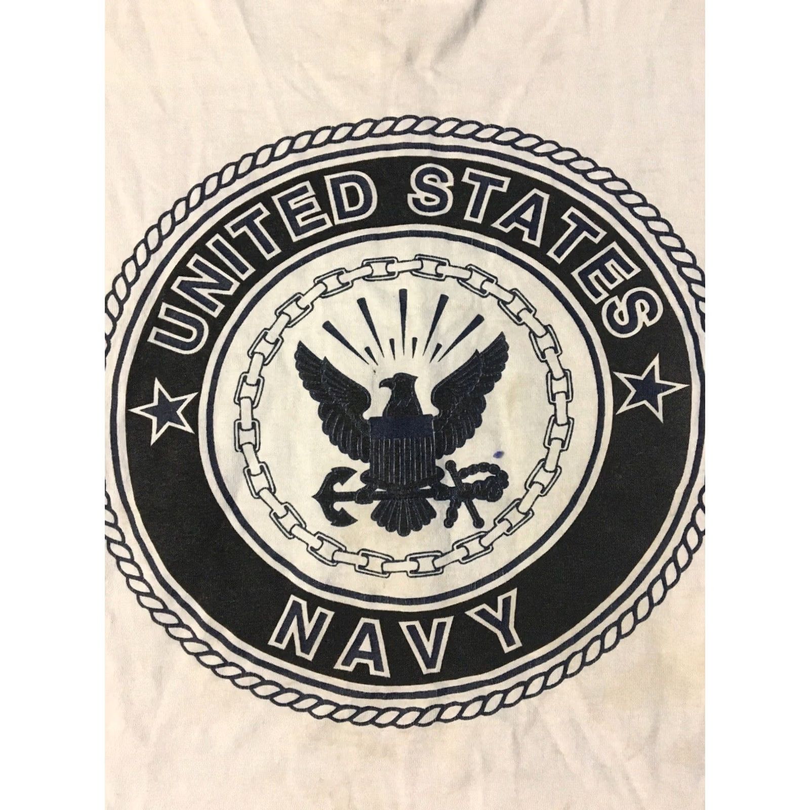 Soffe VINTAGE 90s US Navy Thrashed Faded Distressed Shirt M Soffe T-Shirt USA Navy Punk Grunge Rock Military Mens White Short Sleeve Crew Neck Graphic Tee Size US M / EU 48-50 / 2 - 3 Thumbnail
