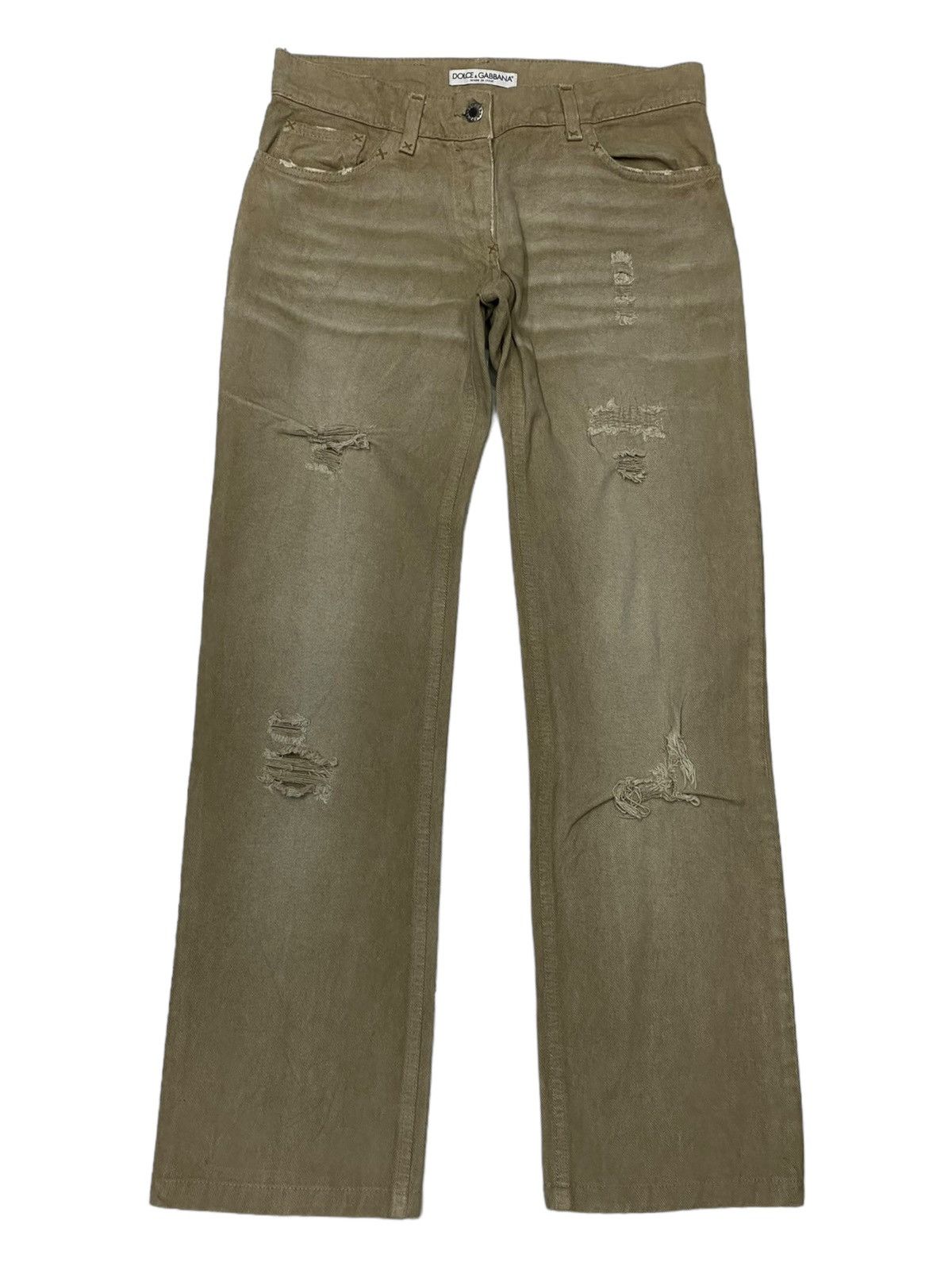 Dolce & Gabbana DOLCE & GABBANA FADED BROWN LOW RISE DISTRESSED DENIM JEANS Size US 30 / EU 46 - 1 Thumbnail