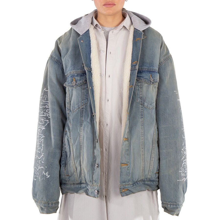 Balenciaga Oversized Shearling Denim Jacket in Size 5