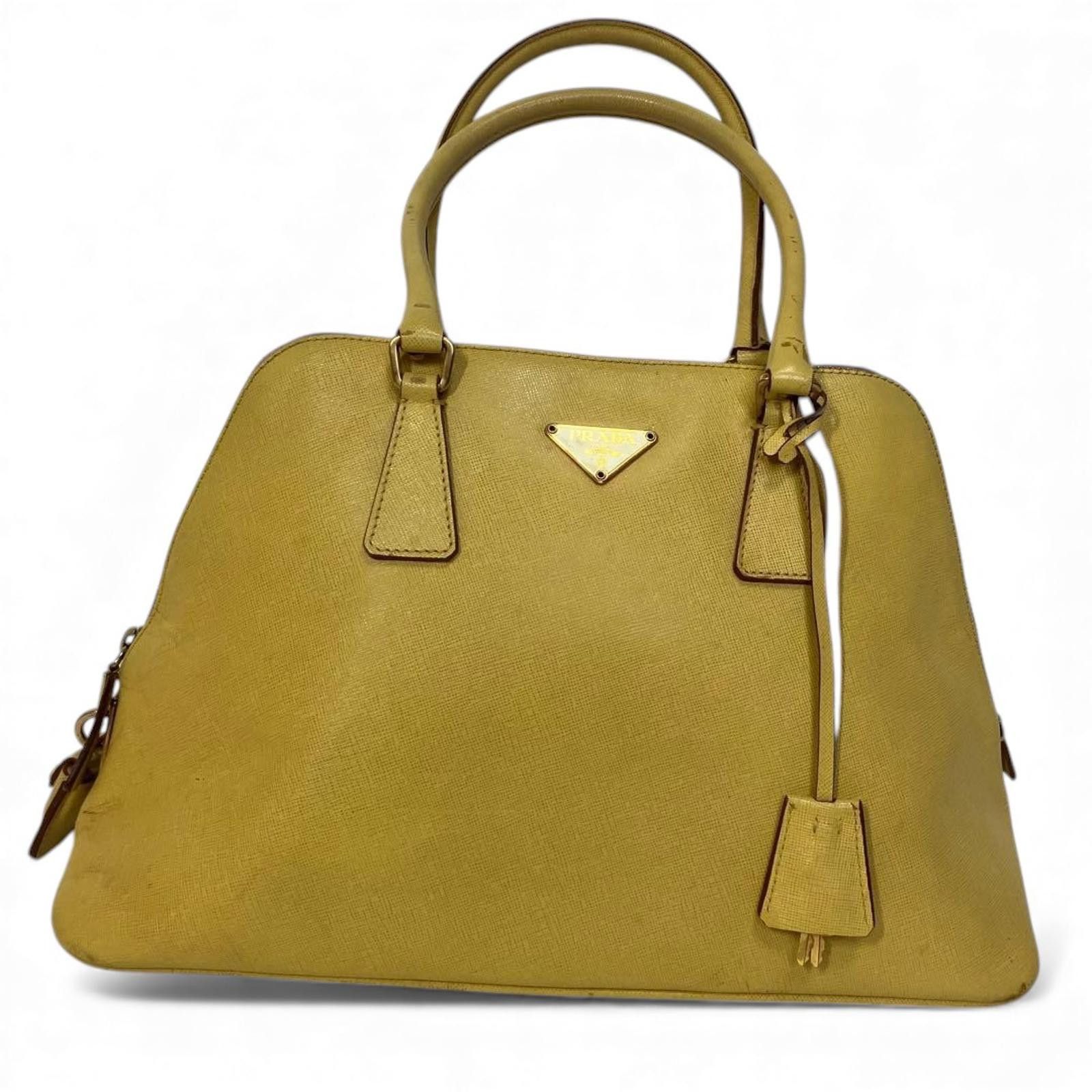 Prada Prada - Yellow Leather Handbag Size ONE SIZE - 3 Thumbnail