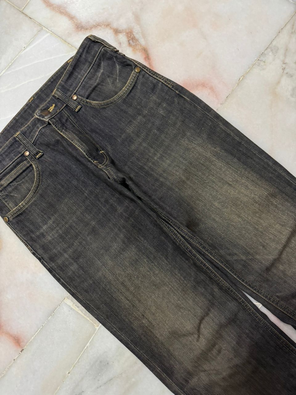 Wrangler 💥Vintage 90s Style Wrangler MudWashed Distress Dark Jeans Size US 29 - 6 Thumbnail