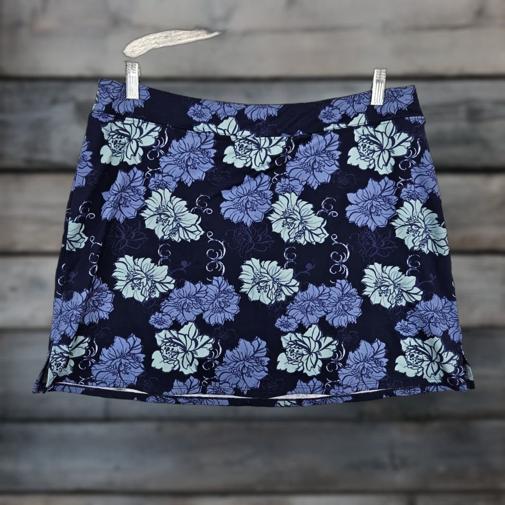 Vintage VINTAGE Tranquility Womens Skort Blue Floral Pull On 2XL Short A-Line Size ONE SIZE - 1 Thumbnail