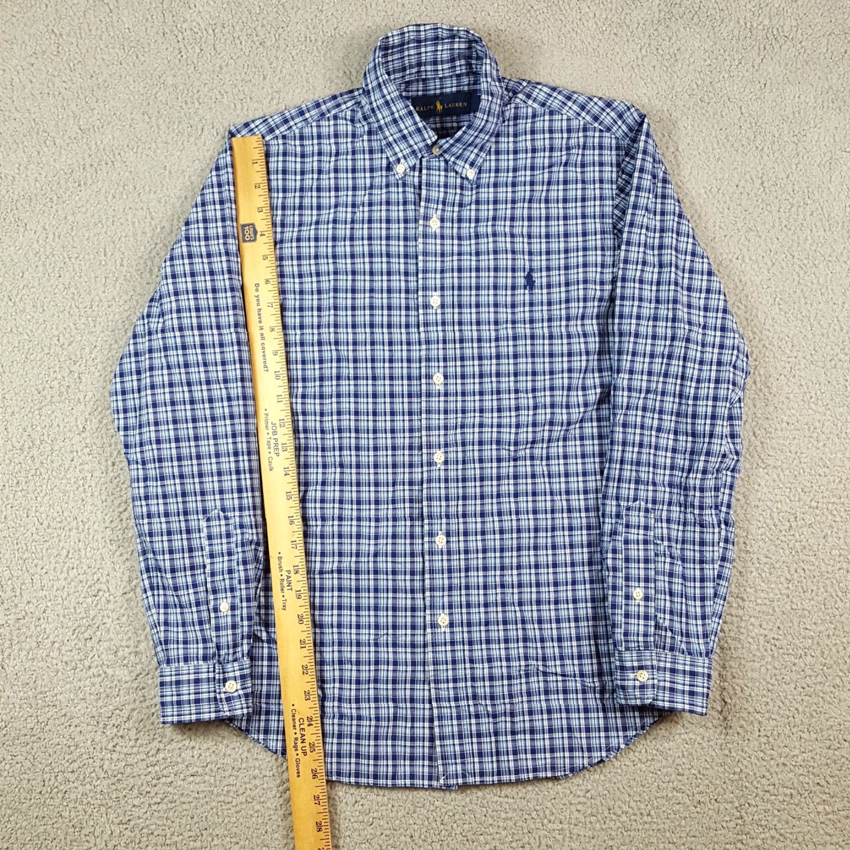 Ralph Lauren Vintage Ralph Lauren Men's Blue Plaid Button-Down Shirt 90s Preppy Cotton Dress Shirt Size Medium Size 40R - 8 Thumbnail