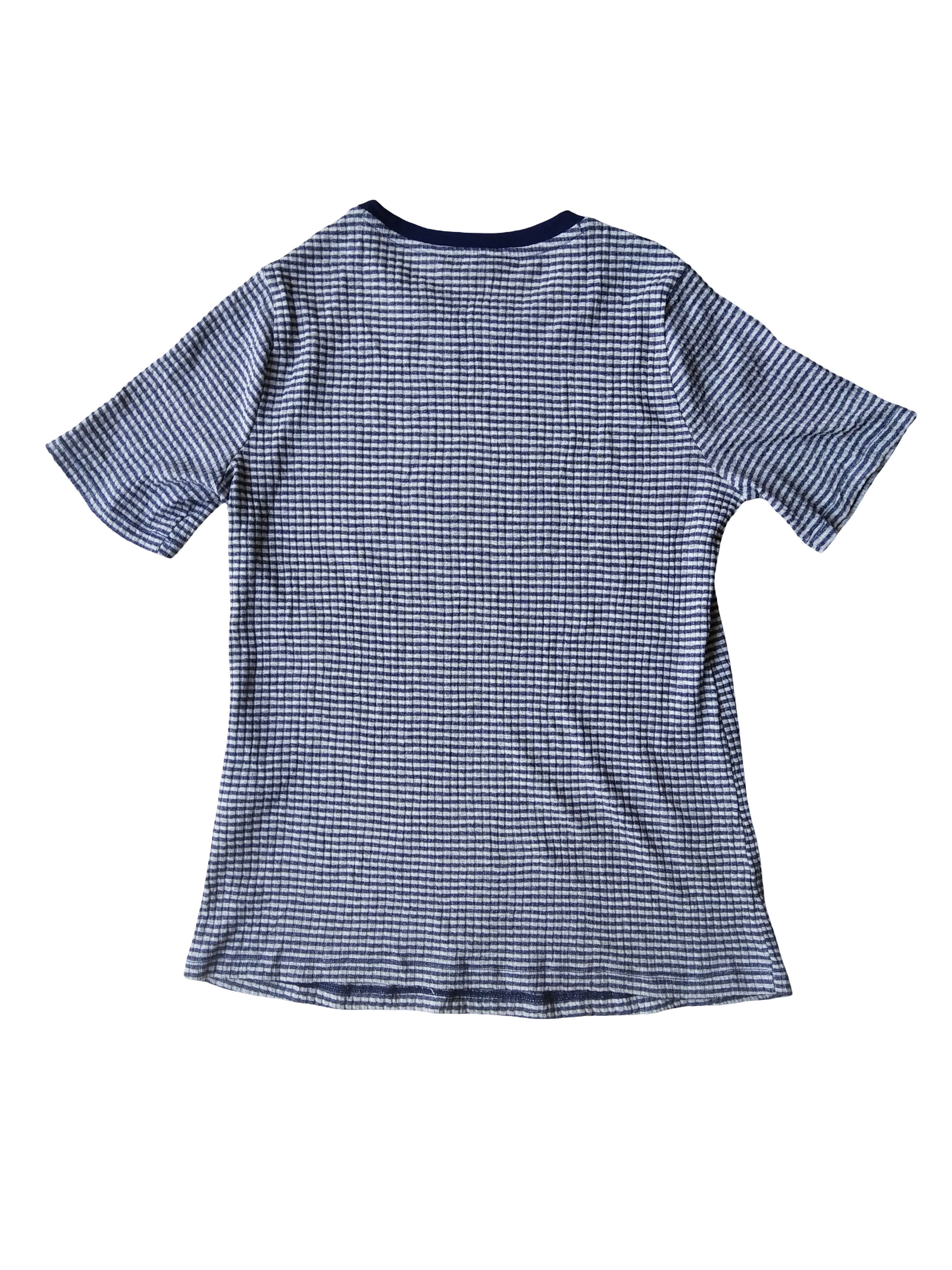 Japanese Brand Olivia Lauren Korean Brand Crinkle Striped Graphic T-Shirt Size M / US 6-8 / IT 42-44 - 4 Thumbnail