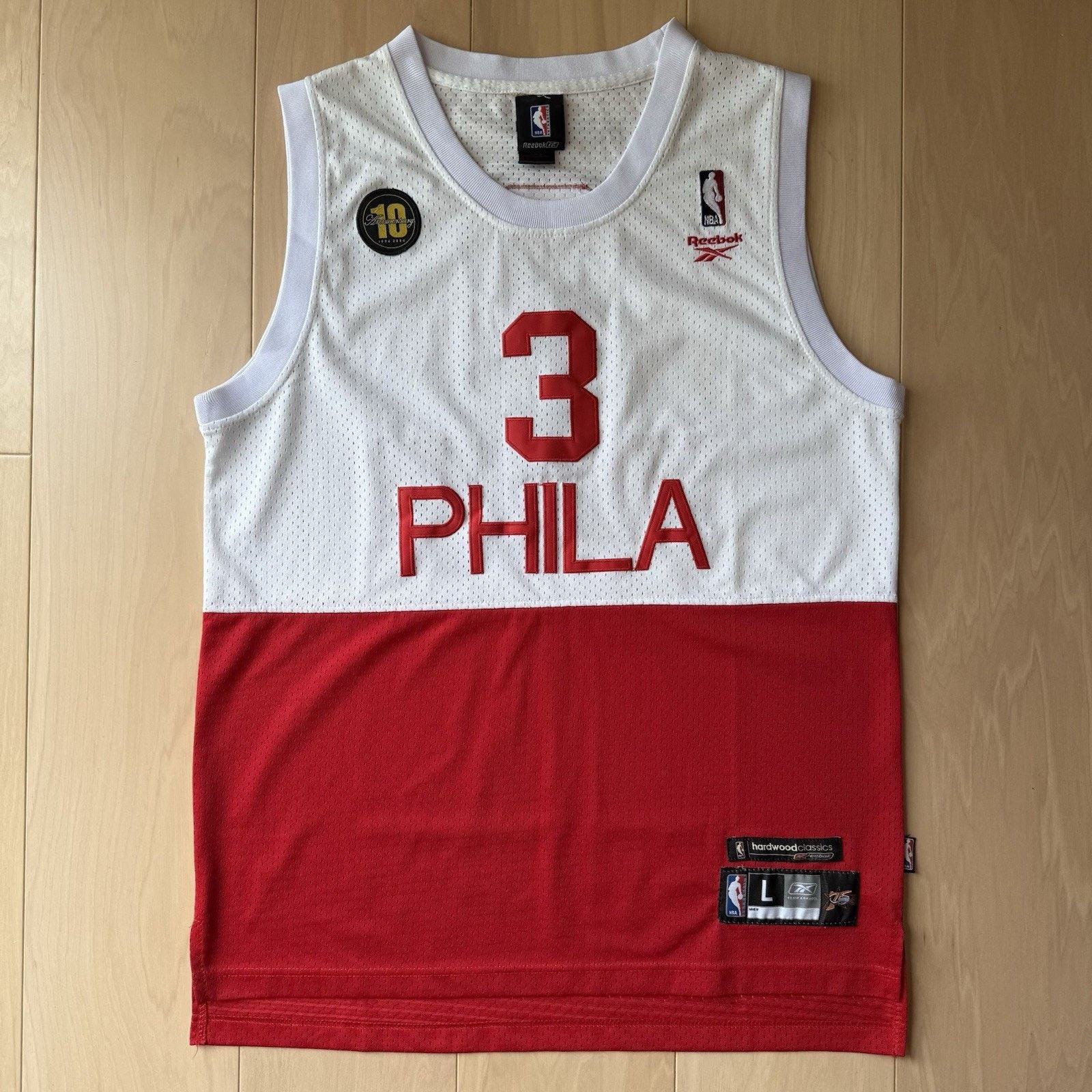 Reebok × Vintage Allen Iverson Philadelphia 76ers Jersey White Red Y2K Reebok Size US L / EU 52-54 / 3 - 2 Thumbnail