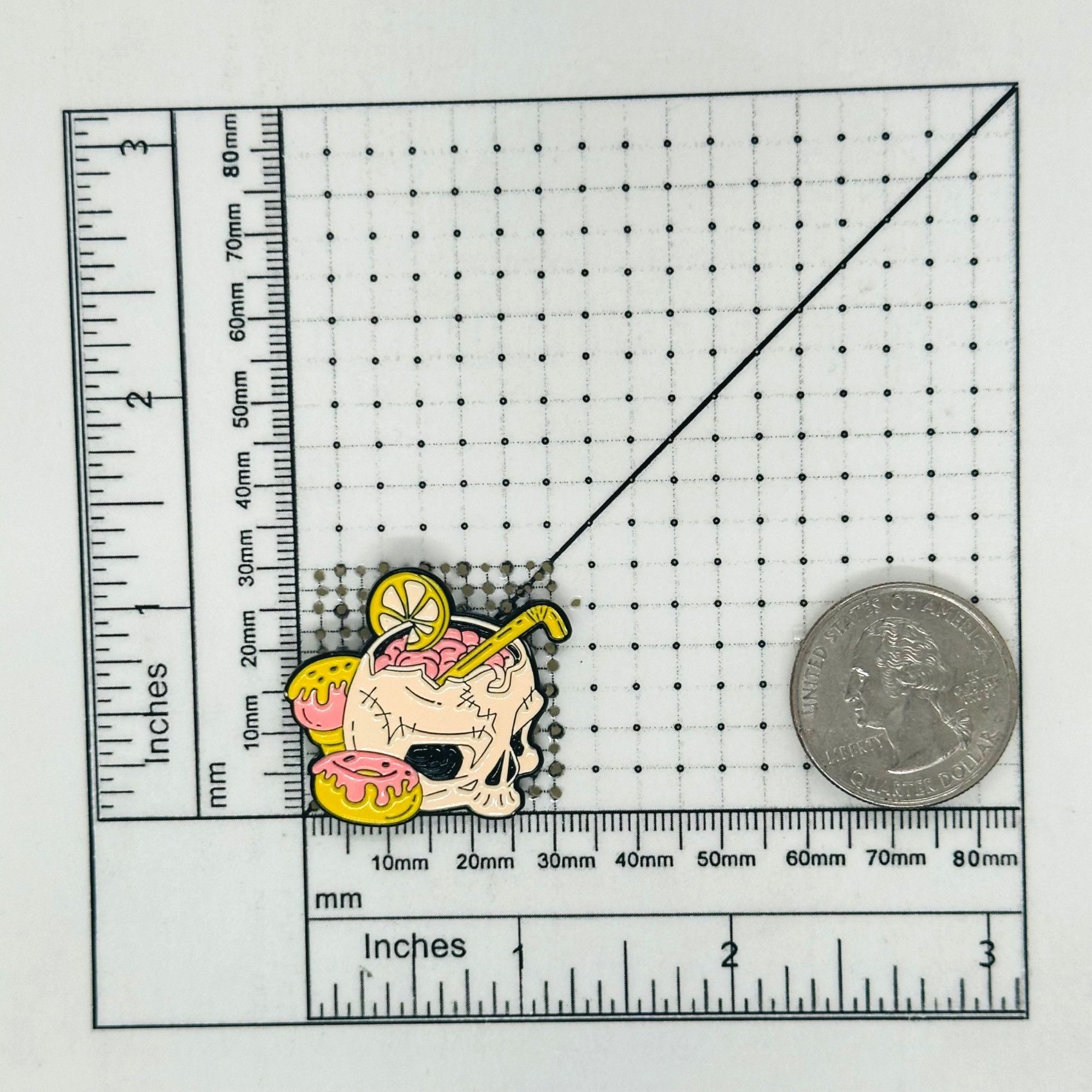 Other ⭐Enamel Pin Pink Skull Drinking Cocktail Goth Punk Cartoon B Size ONE SIZE - 5 Thumbnail