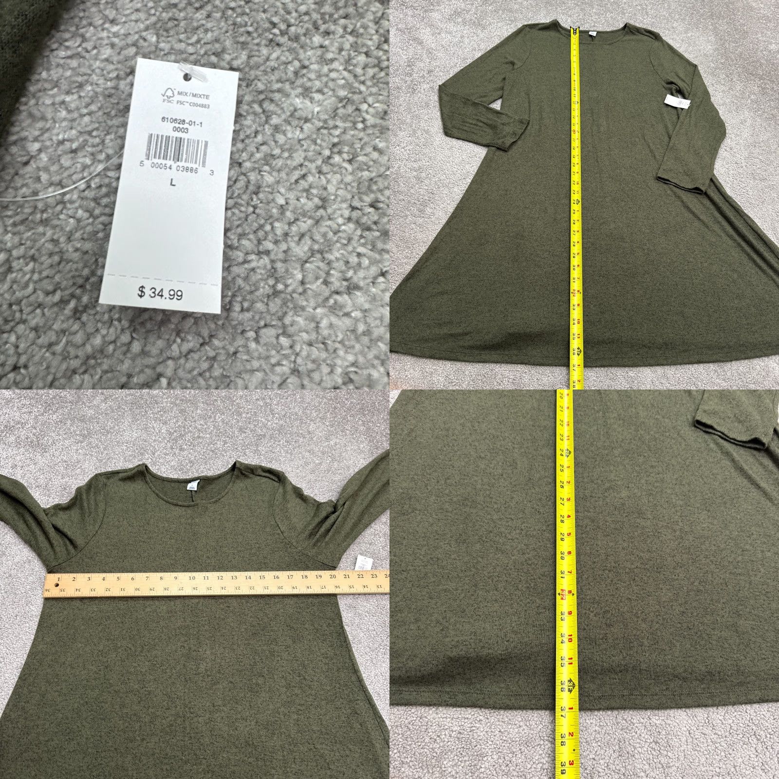 Old Navy Old Navy Dress Women L Olive Green Knit Swing A-Line Casual NWT Long Sleeve Size L / US 10 / IT 46 - 8 Thumbnail