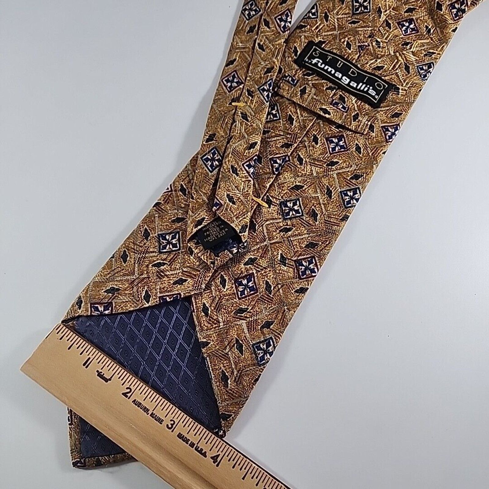 Fumagalli Studio by Fumagalli's Gold Geometric Silk Necktie - Like New Size ONE SIZE - 2 Thumbnail
