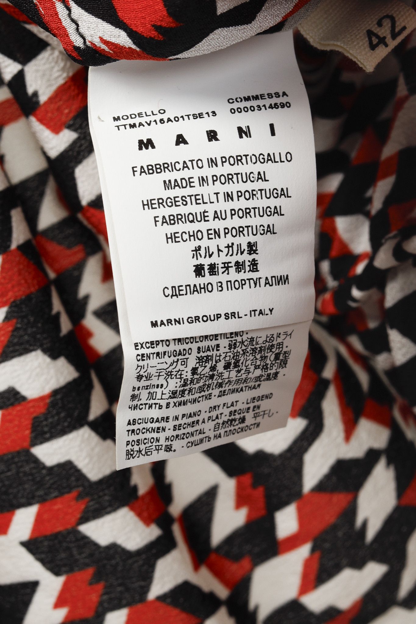 Marni Marni Red Black Geometric Silk Ruffle Blouse Size M / US 6-8 / IT 42-44 - 9 Thumbnail