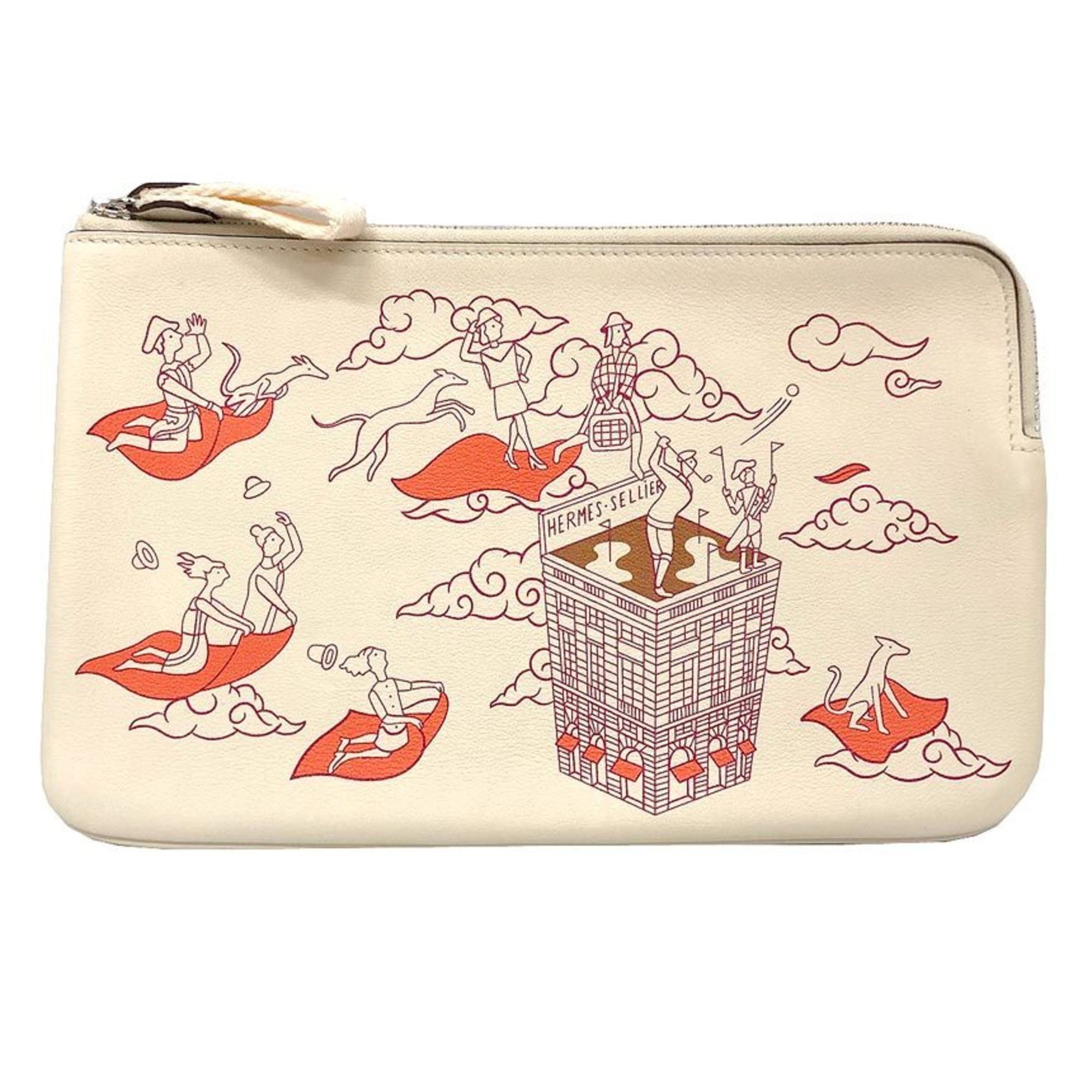 Hermes HERMES Carre Pocket Long, Hermes Epic, H082892, Swift Calfskin, Nata/Framboise (Framboise) Ivory, Z stamp (manufactured) Size ONE SIZE - 1 Thumbnail