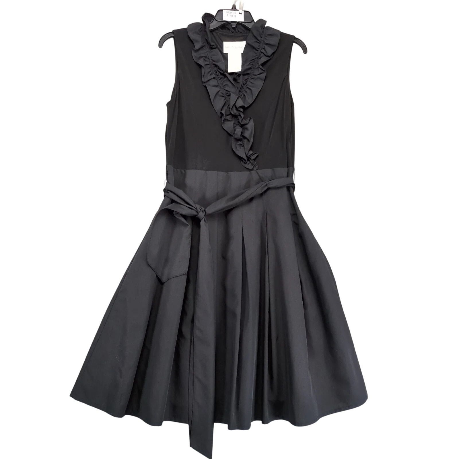 Vintage David's Bridal Black Ruffle Sleeveless Midi Dress 12 Pleated Size XL / US 12-14 / IT 48-50 - 1 Thumbnail
