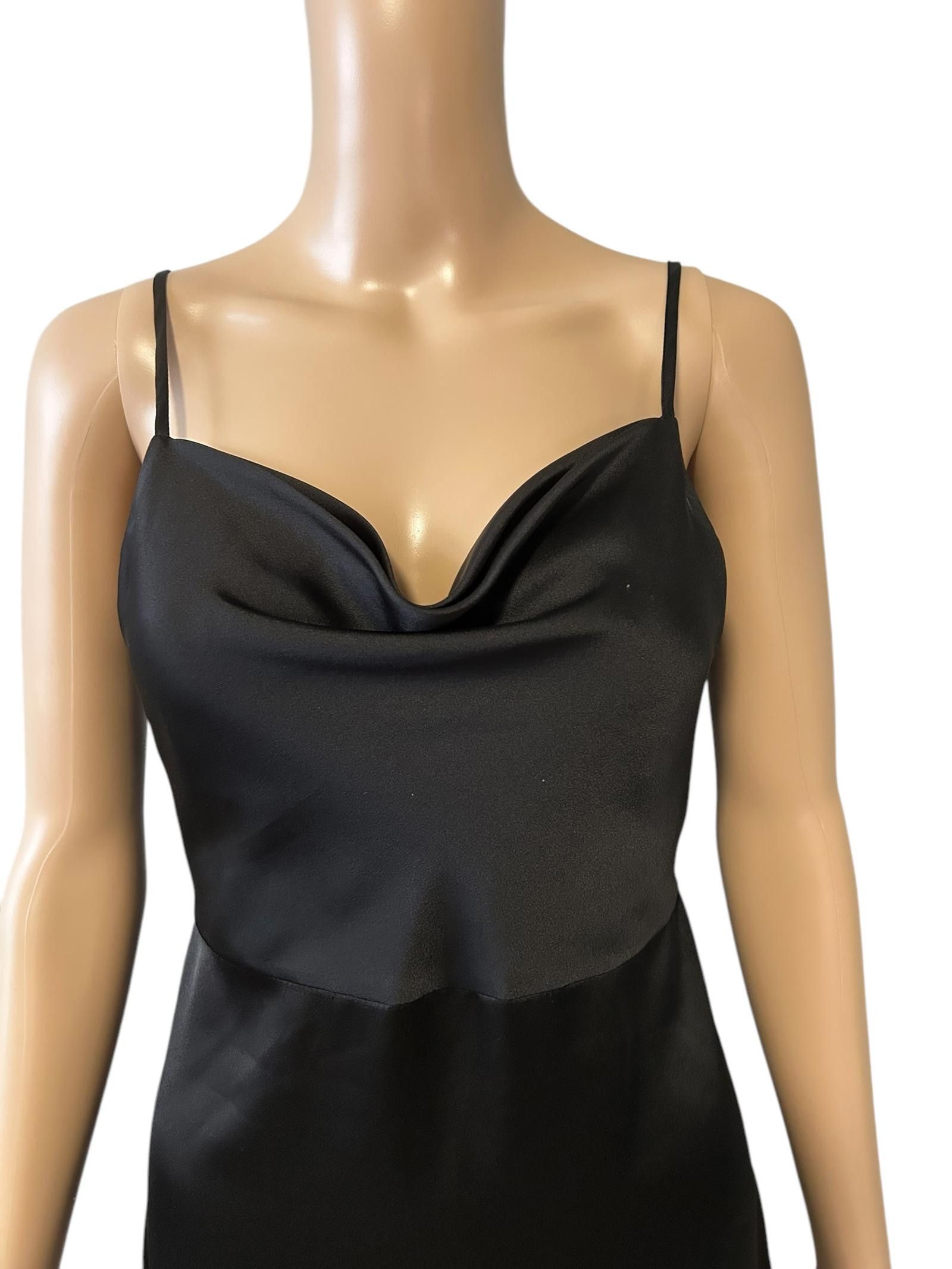 Noah Elegant Black Satin Midi Dress - Perfect for Any Occasion Size S / US 4 / IT 40 - 4 Thumbnail