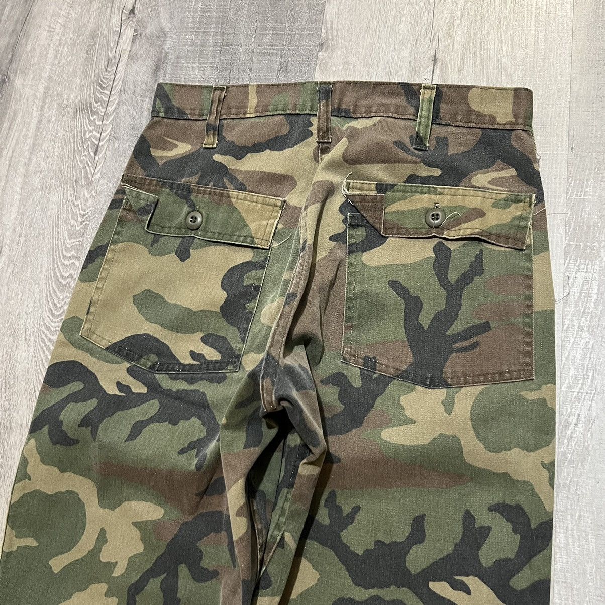 Vintage VTG 1960s Military Fatigue Camo OG 107 Army Field Trousers Size US 31 - 5 Thumbnail