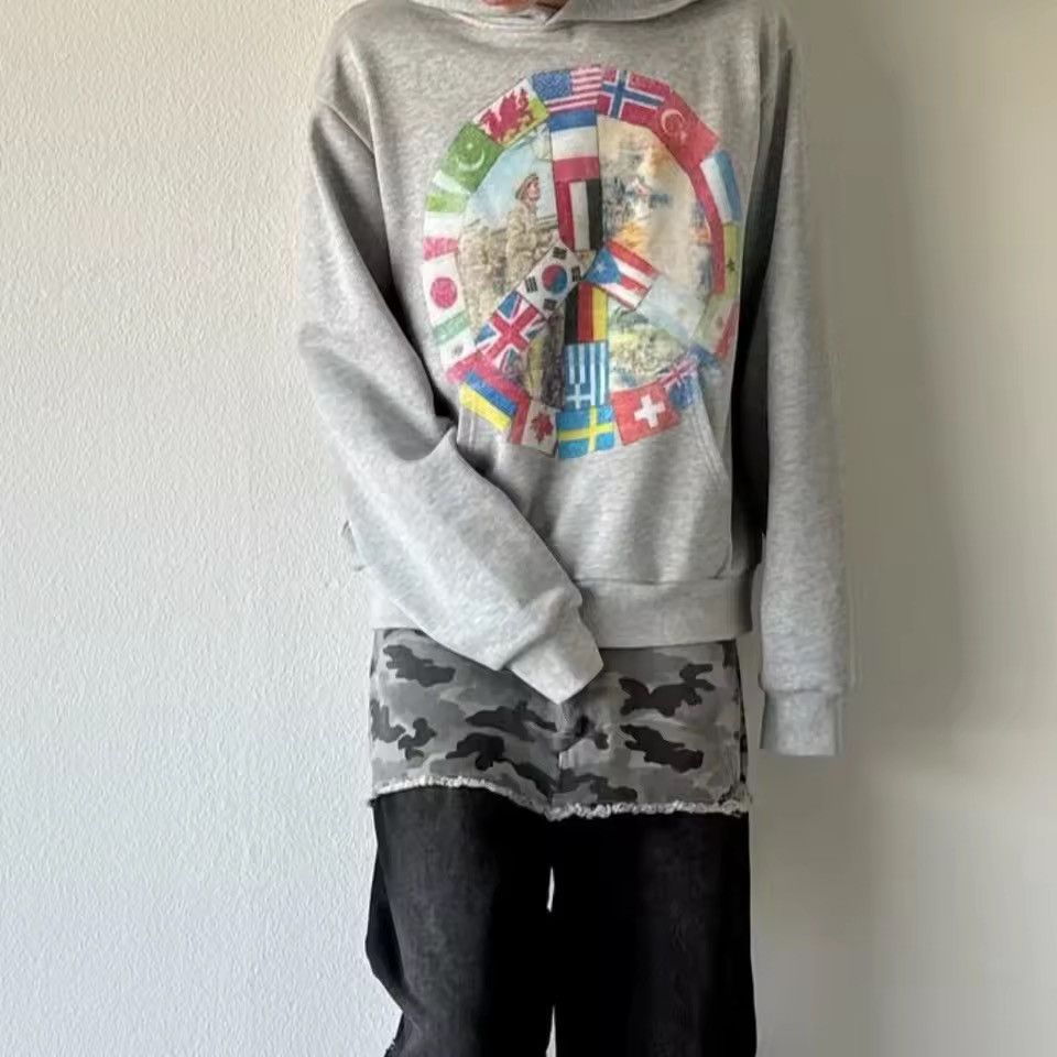 Japanese Brand Oversized Gray Peaceinwar Hoodie Size US S / EU 44-46 / 1 - 4 Thumbnail