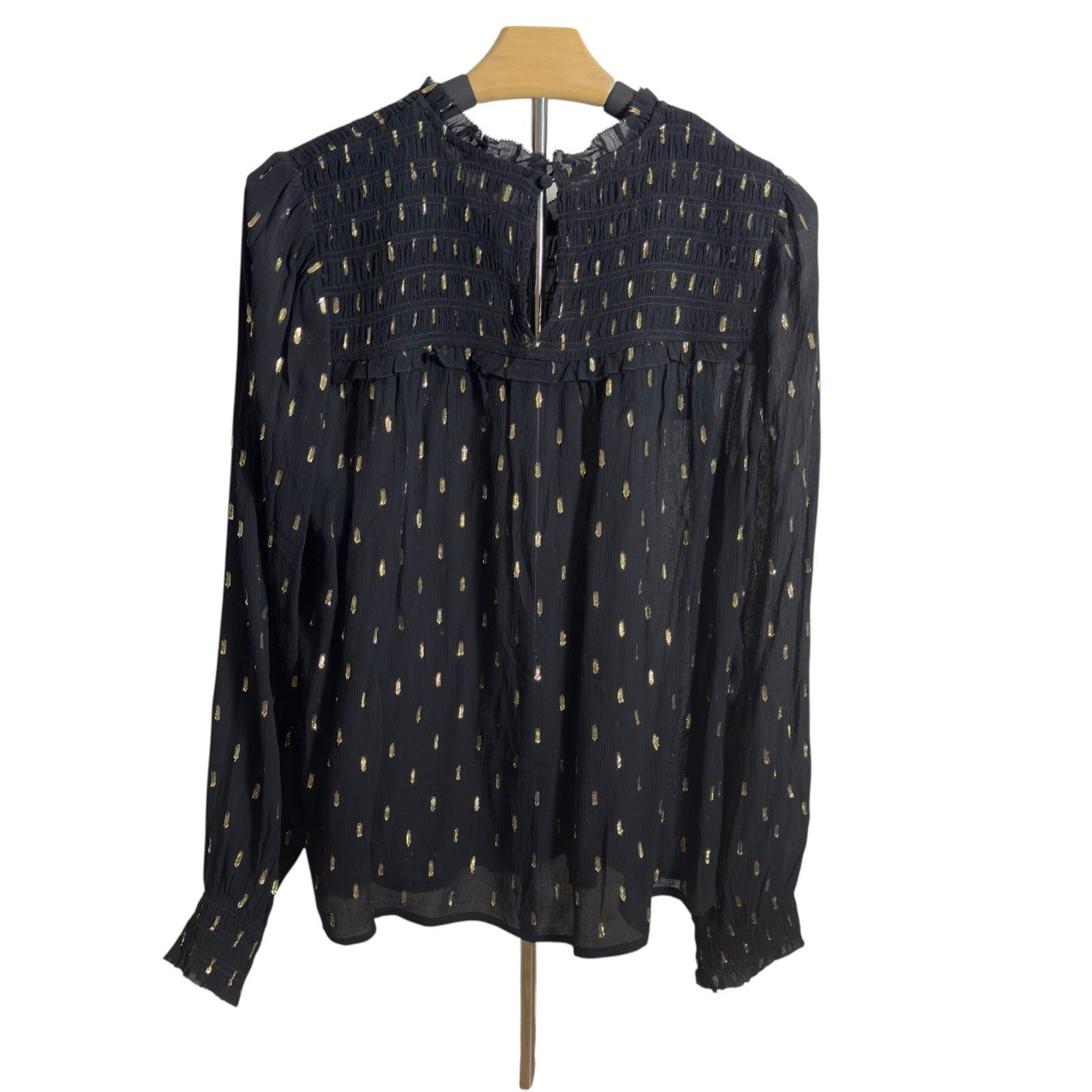 Madewell NWOT Madwell Smocked High-Neck Long-Sleeve Top in Clip Dot Size M / US 6-8 / IT 42-44 - 6 Thumbnail