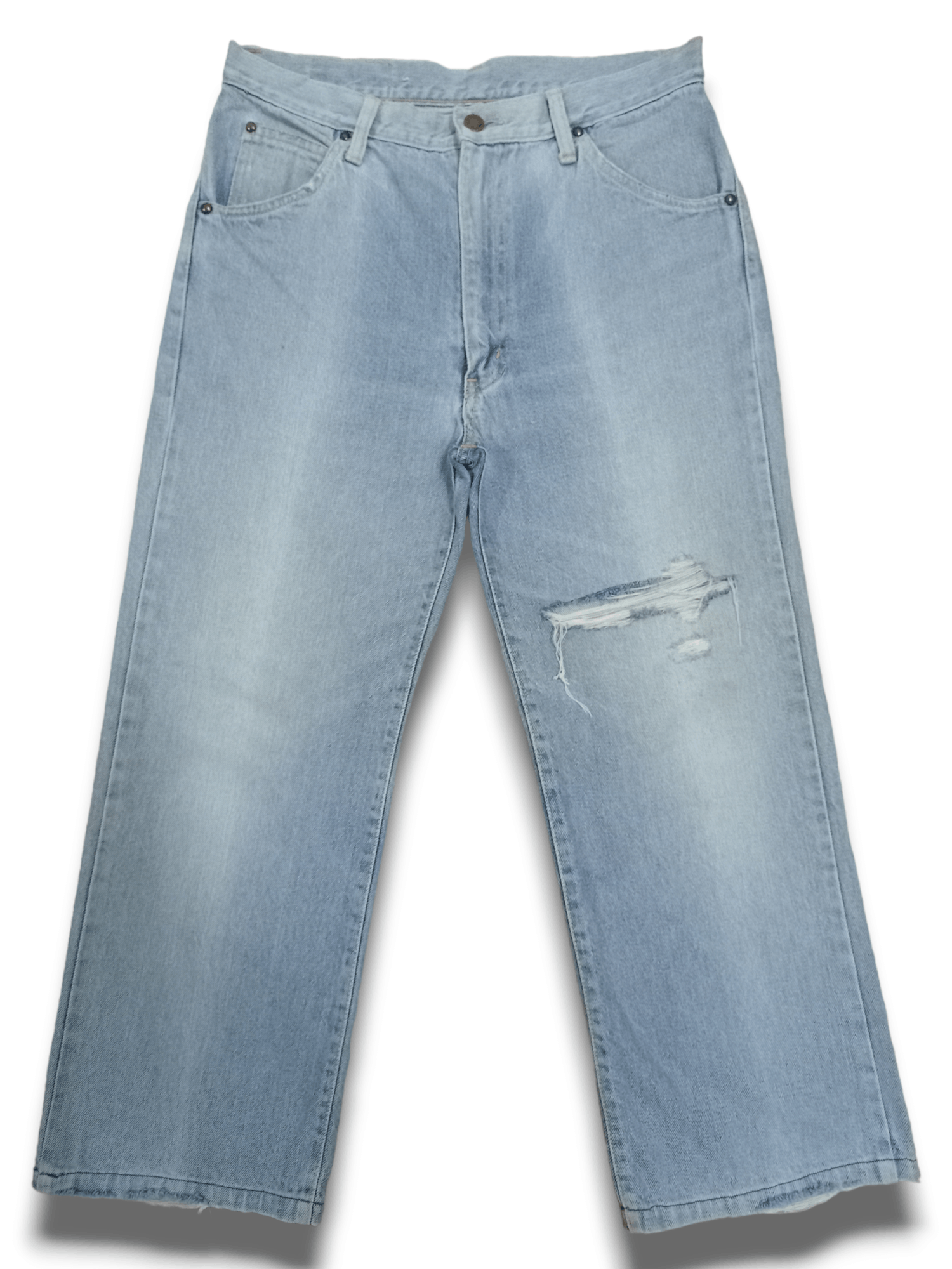 Edwin × Japanese Brand Vintage Edwin Light Wash Ripped Style Baggy Jeans 31x24 Size US 31 - 3 Thumbnail