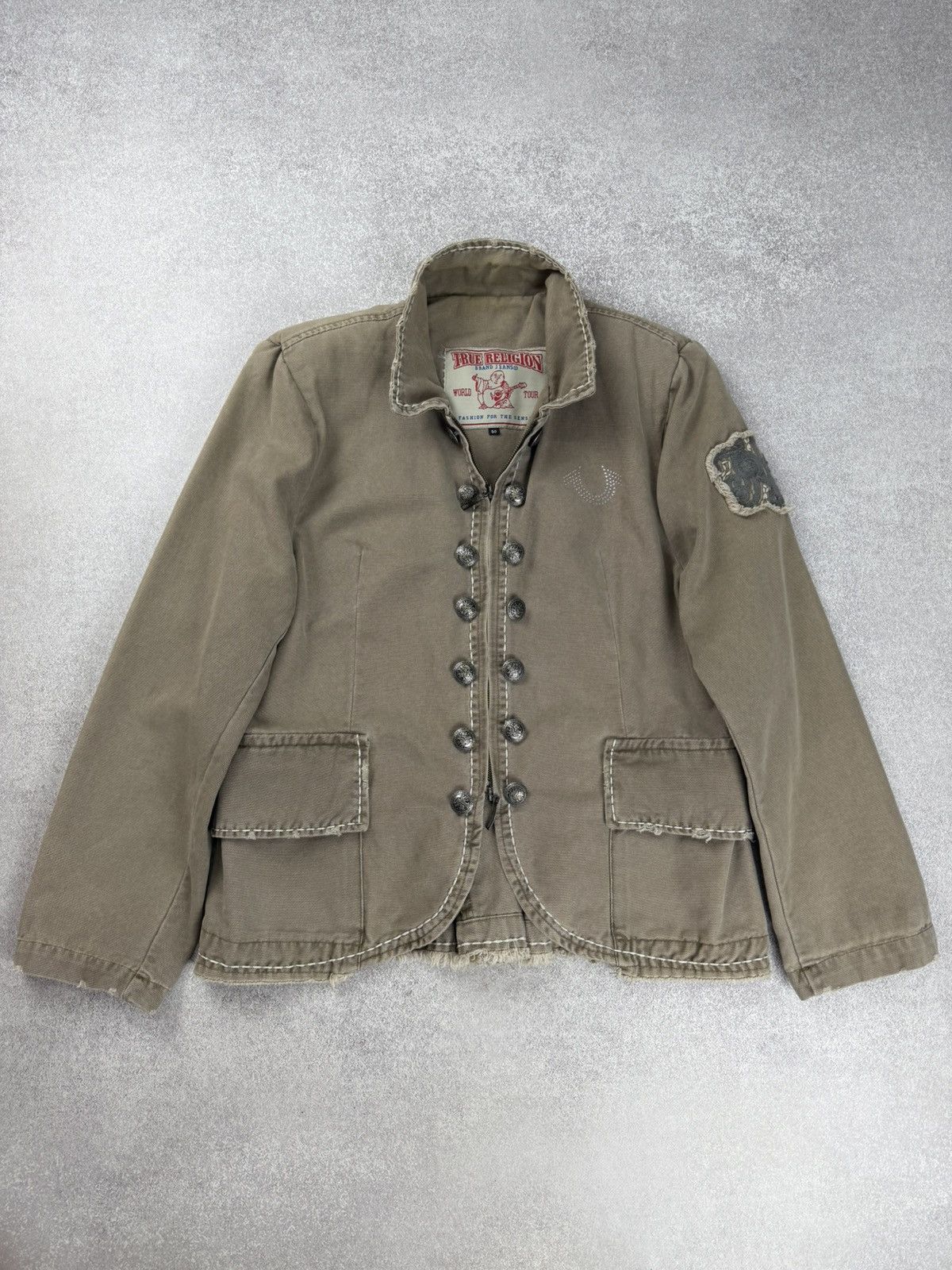 True Religion Vintage True Religion Women’s Military Denim Jacket Size 50 Size XL / US 12-14 / IT 48-50 - 1 Thumbnail