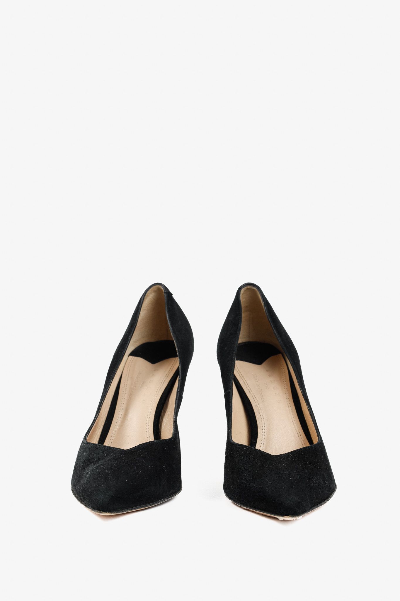 Sandro Sandro Black Suede V-Cut Pointed-Toe Pumps Size US 6.5 / IT 36.5 - 2 Thumbnail