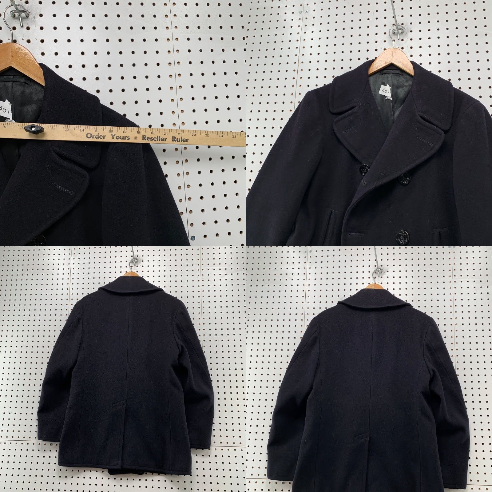 Doublet VINTAGE US Navy Peacoat Mens 36 Black Kersey Double Breasted Military Issued Coat Size US XXS / EU 40 - 9 Thumbnail