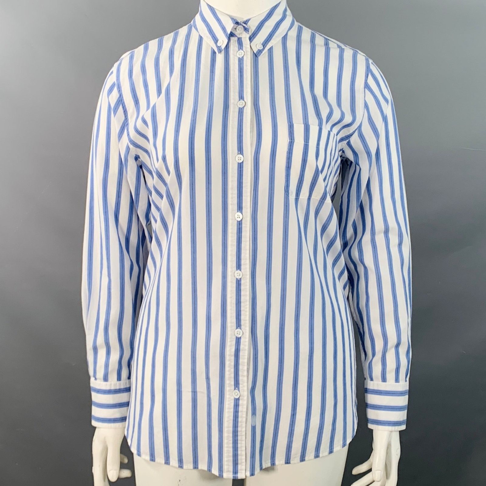 Equipment EQUIPMENT Blue White Cotton Stripe Button Down Collar Shirt Size L / US 10 / IT 46 - 1 Thumbnail