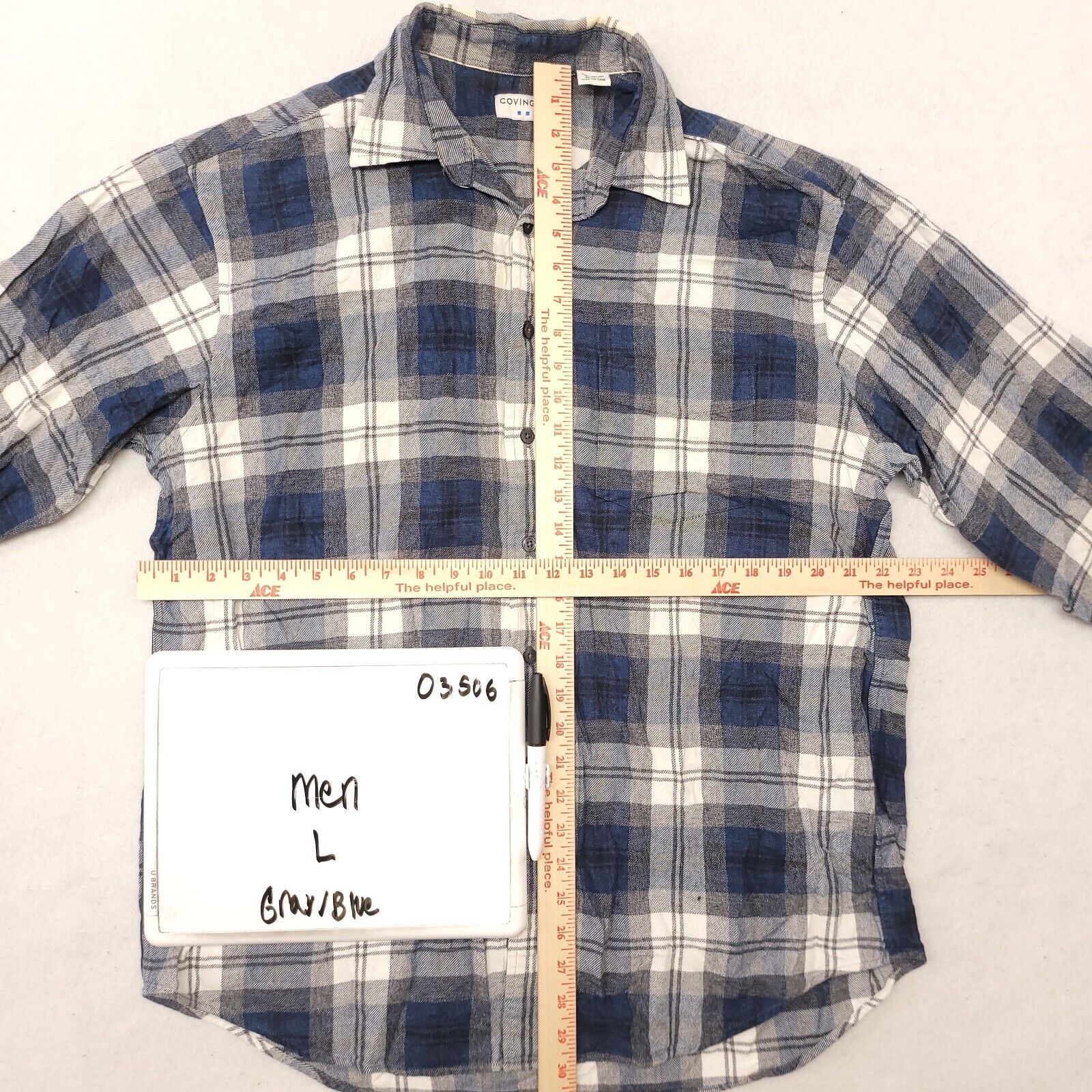 Covington Covington Tartan Flannel Button Shirt Mens Size L Gray Blue Size US L / EU 52-54 / 3 - 6 Thumbnail