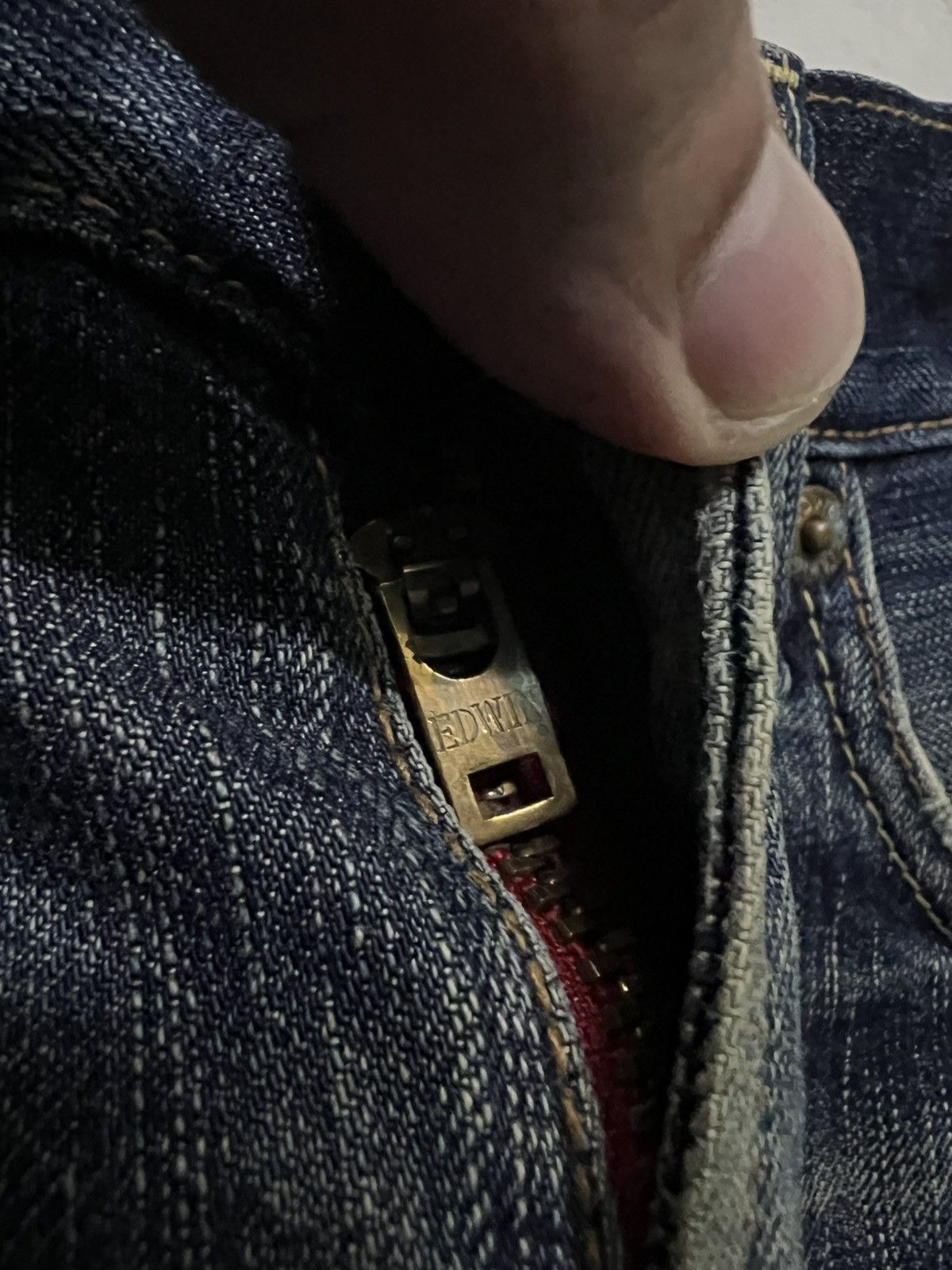 Edwin × Japanese Brand × Jean Edwin 503 Blue Trip Distress Jean Size US 31 - 11 Thumbnail