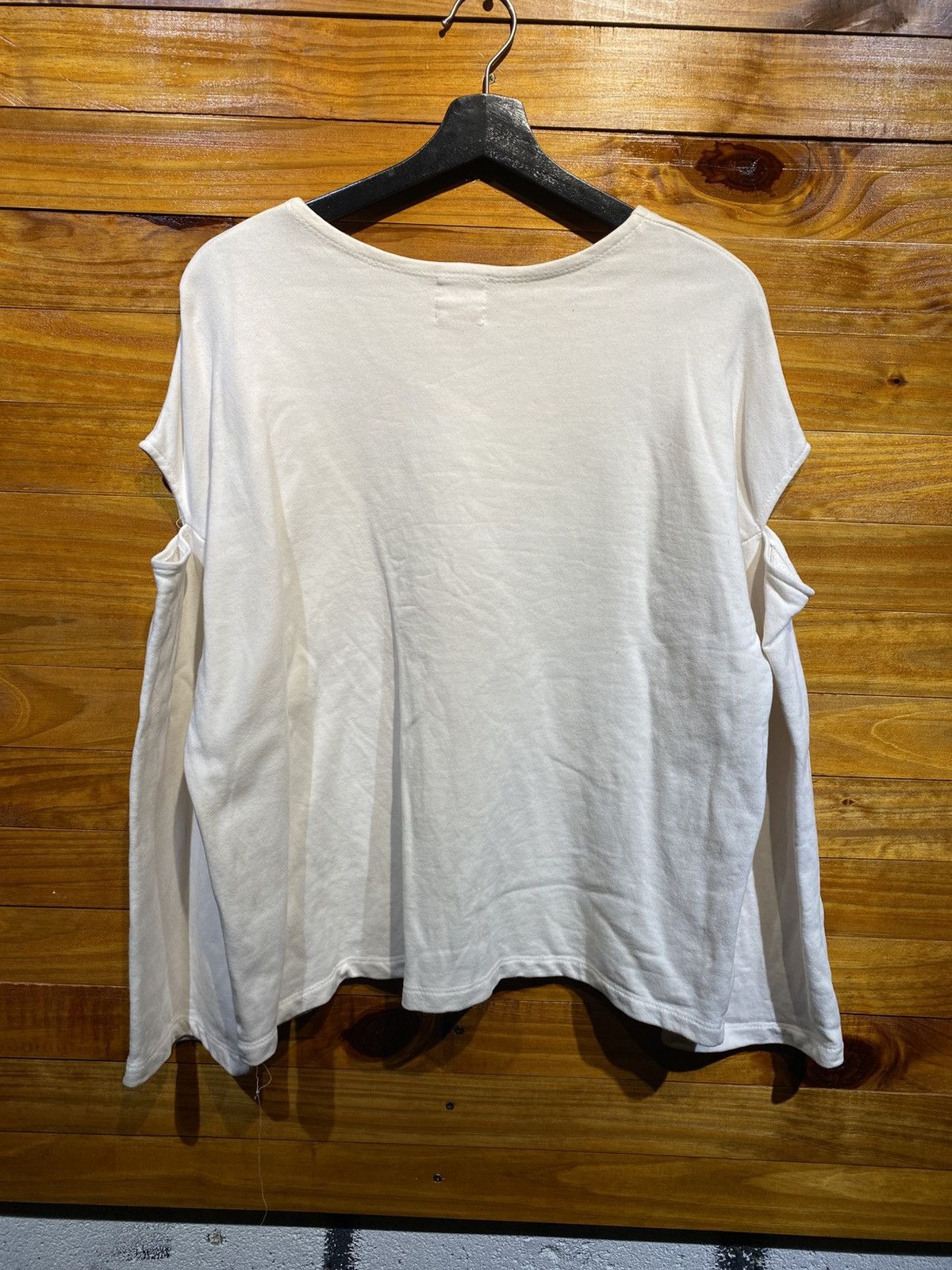 Japanese Brand Vintage RiLi Tokyo White Cotton Cut-Out Sleeve Top – Unisex Size M / US 6-8 / IT 42-44 - 7 Thumbnail