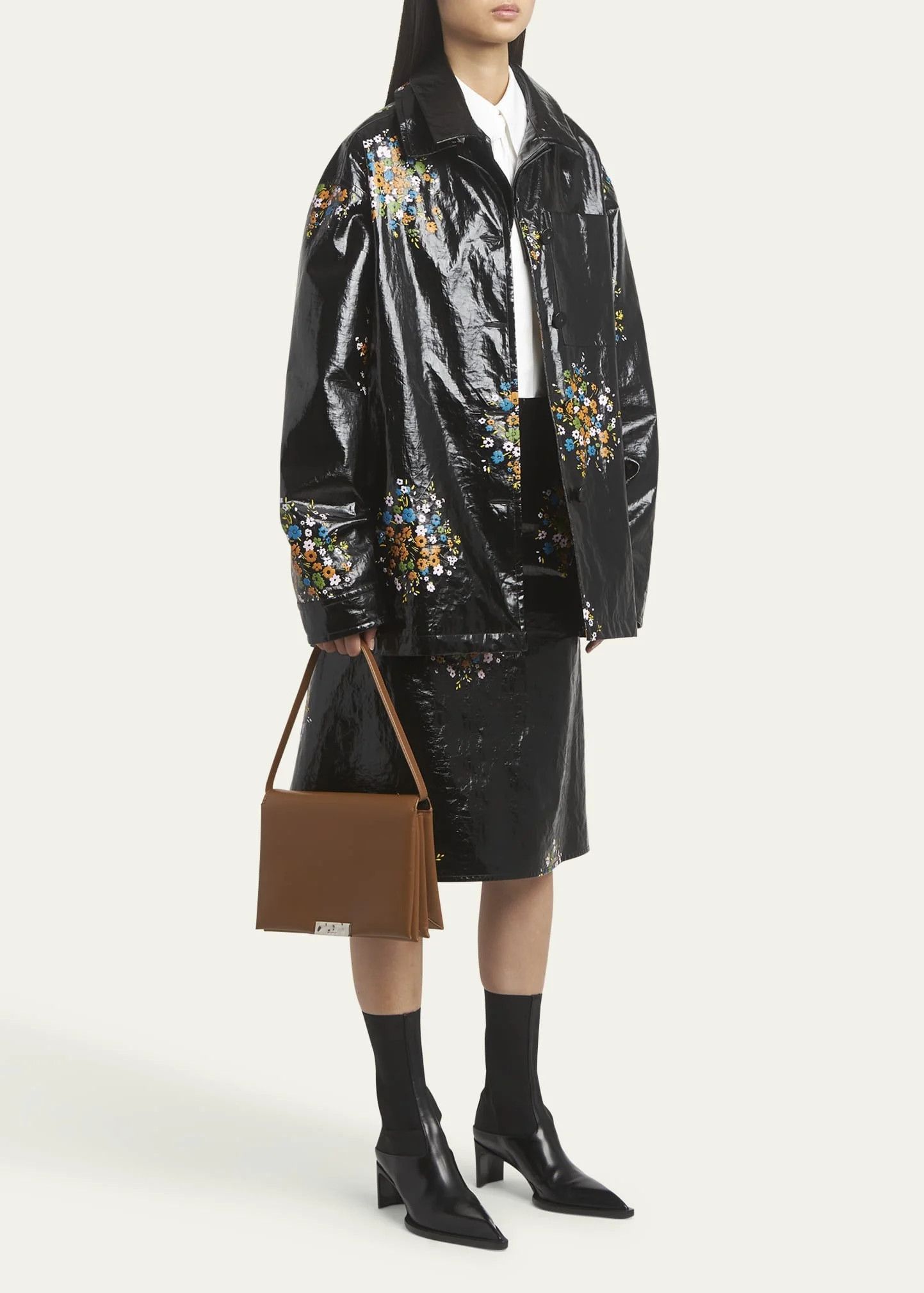 Jil Sander o1loc1c0426 Size:OS/Flap Calfskin Shoulder Bag in Brown Size ONE SIZE - 5 Thumbnail