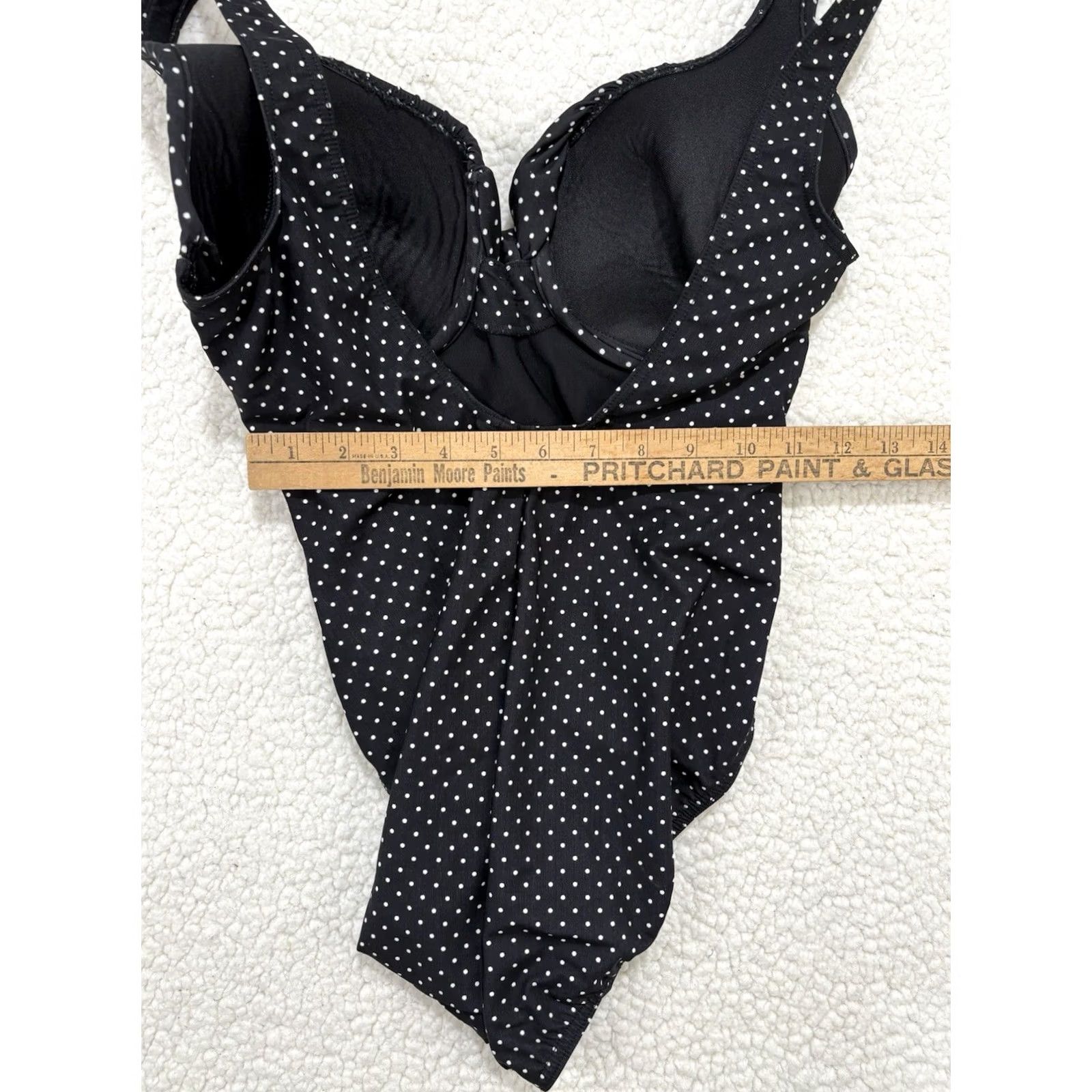 Vintage VINTAGE Miraclesuit One Piece Swimsuit Black Polka Dot Ruched Underwire Shaping Slim Swim Skirt Tank Top Women Size ONE SIZE - 7 Thumbnail