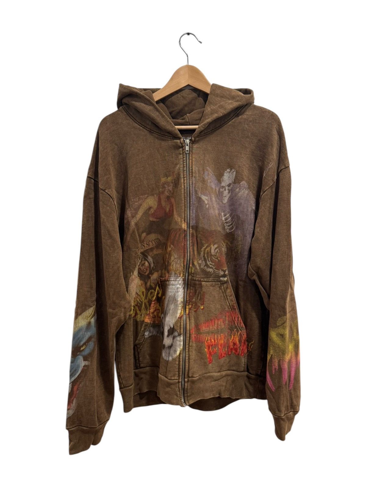 パーカー・フーディ Travis Scott Utopia Circus Maximus Tour Zip-Up Hoodie Brown Travis Scott Travis Scott Utopia Circus Maximus Tour Zip-Up