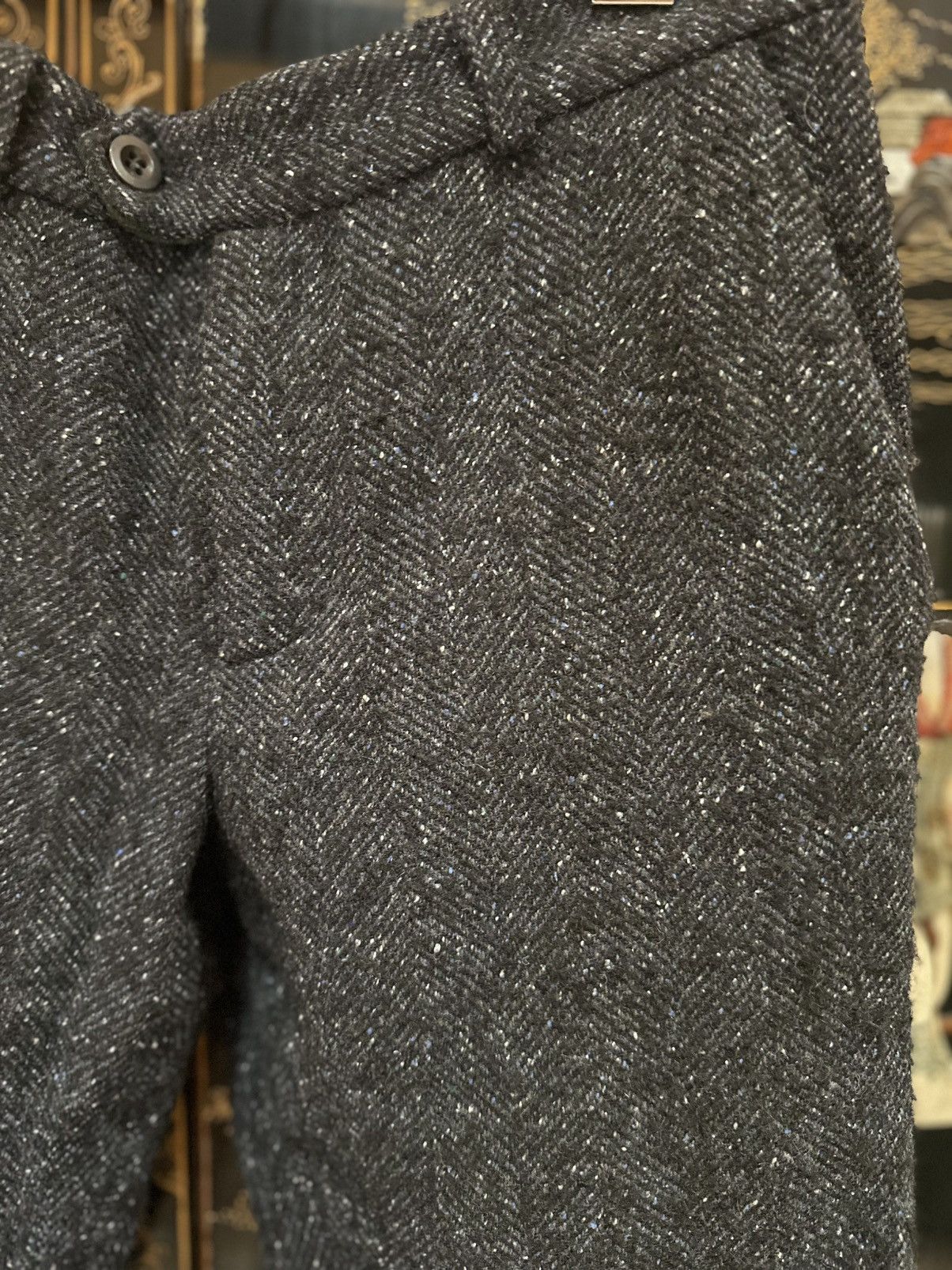 Frank Leder Black/Blue Donegal Herringbone Wool Tweed Pants Size US 30 / EU 46 - 2 Thumbnail